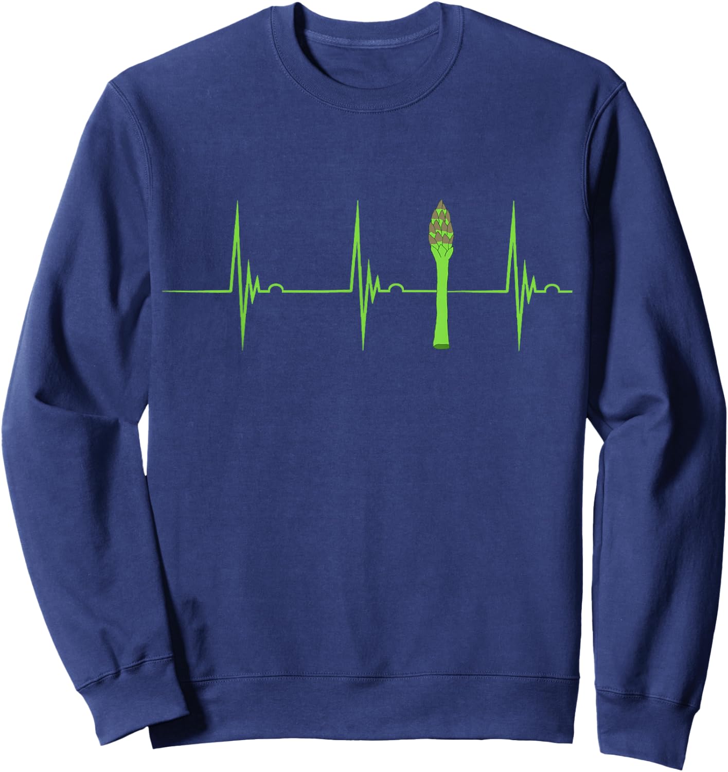 Asparagus Heartbeat EKG Pulse Vegan Food Green Vegetarian Sweatshirt - Sweatshirt | Navy