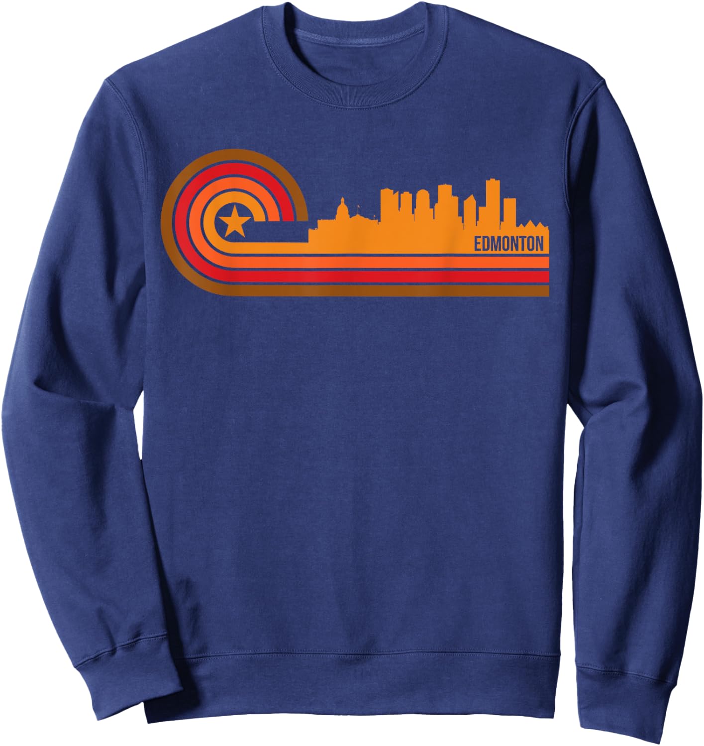 Retro Style Edmonton Alberta Canada Skyline Sweatshirt - Sweatshirt | Navy