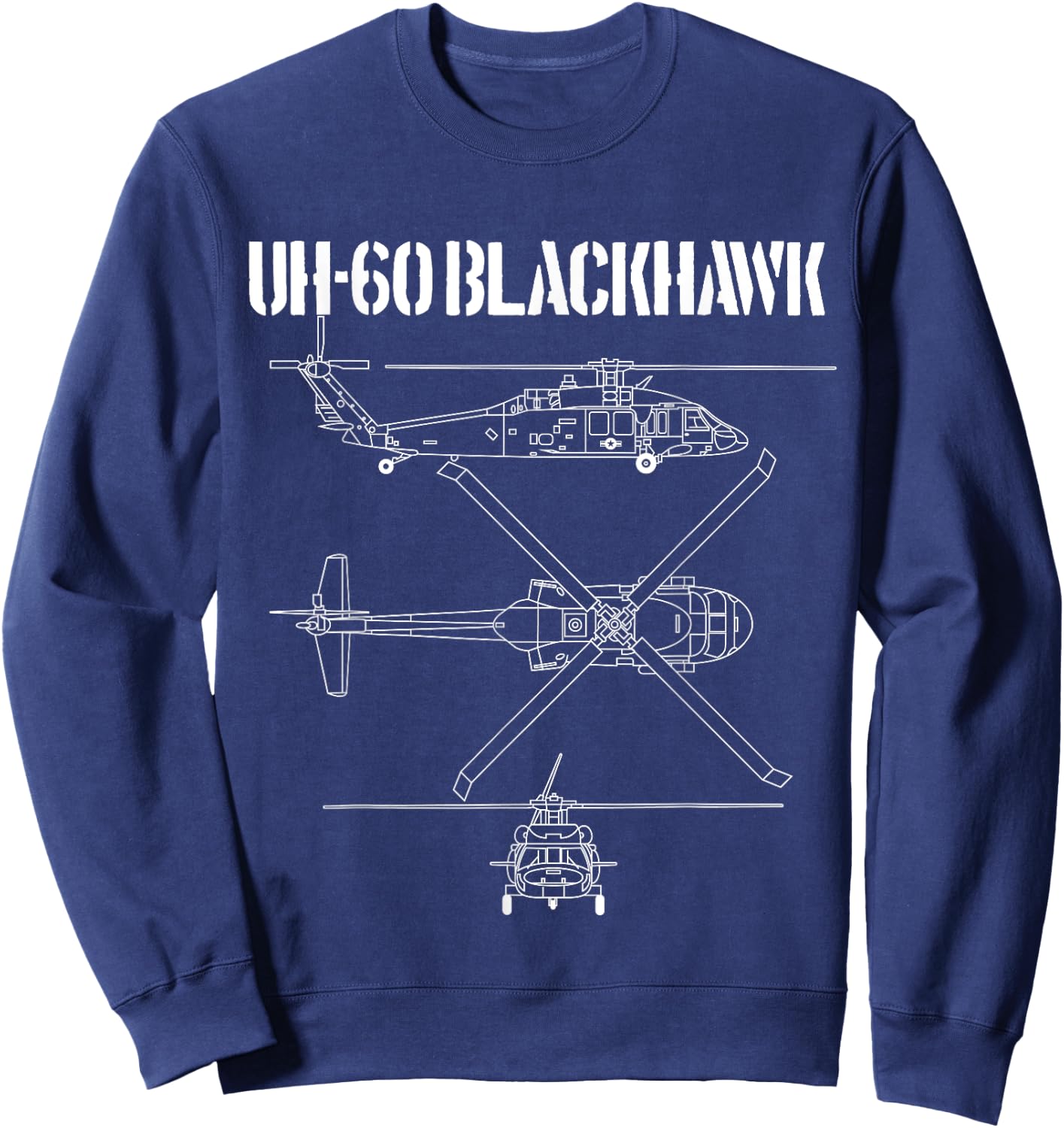Blackhawk Schematic Military Helicopter UH-60 Blackhawk Sweatshirt - Sweatshirt | Navy