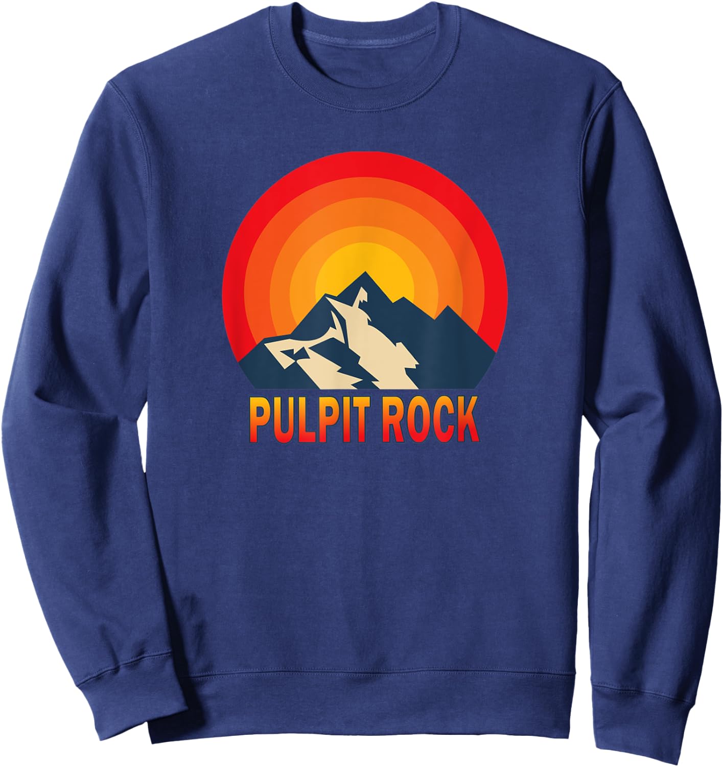Pulpit Rock Mountains Retro Sun Sweatshirt - Sweatshirt | Navy