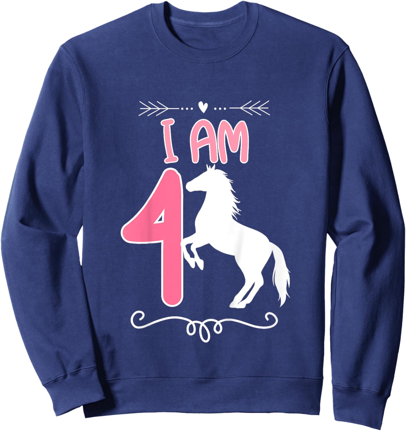 Horse Birthday Shirt 4 Years Old Birthday Outfit Girls Sweatshirt - Sweatshirt | Navy