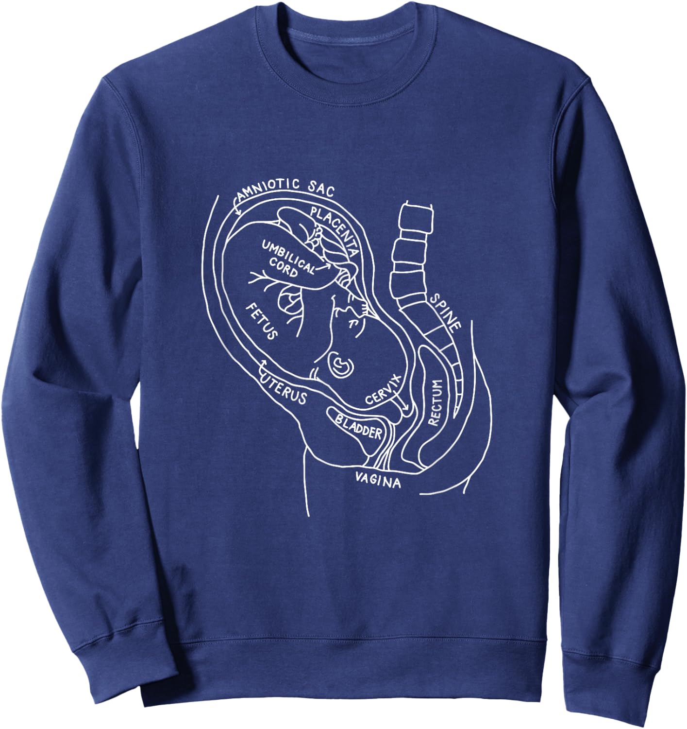 Pregnancy Anatomy Doula Midwife Mom Obstetrician OB GYN Sweatshirt - Sweatshirt | Navy