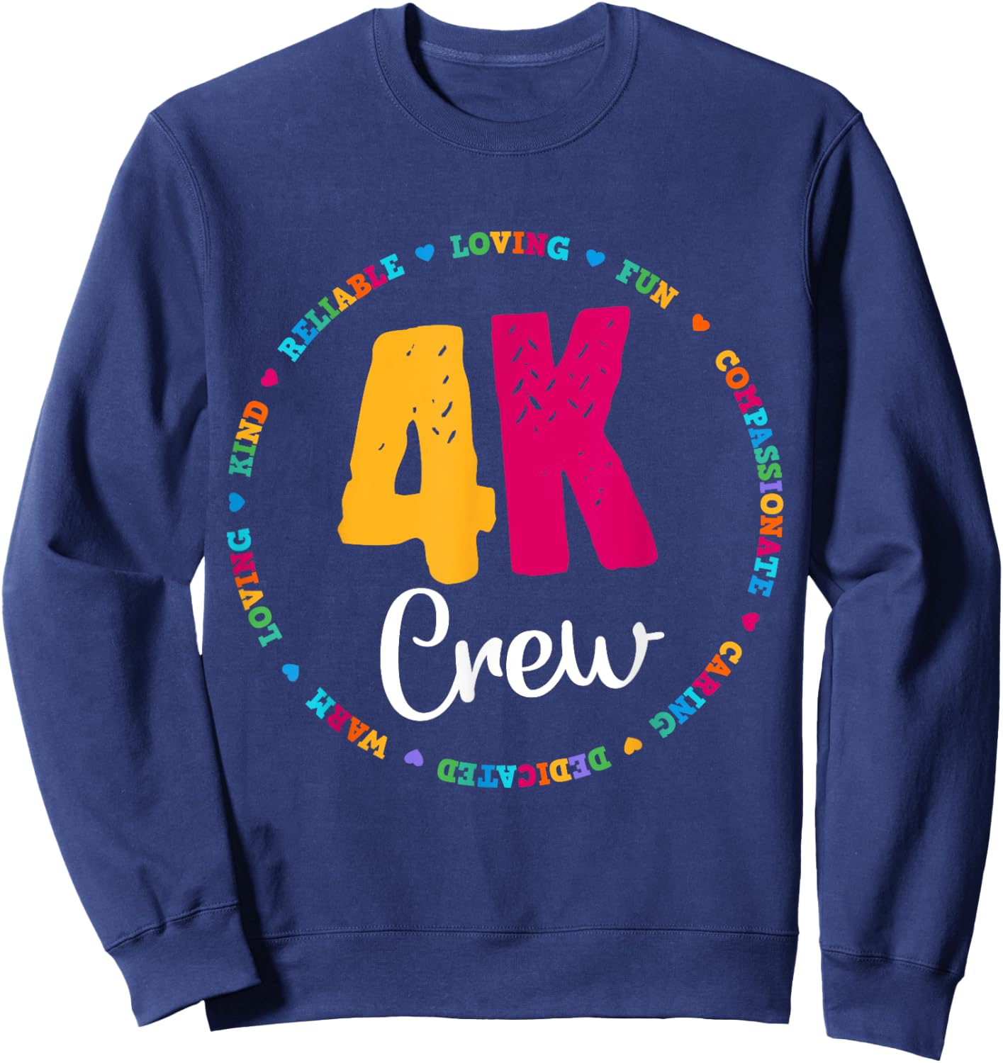 4K Crew Squad Team Teacher Kindergarten Kinder Elementary Sweatshirt - Sweatshirt | Navy