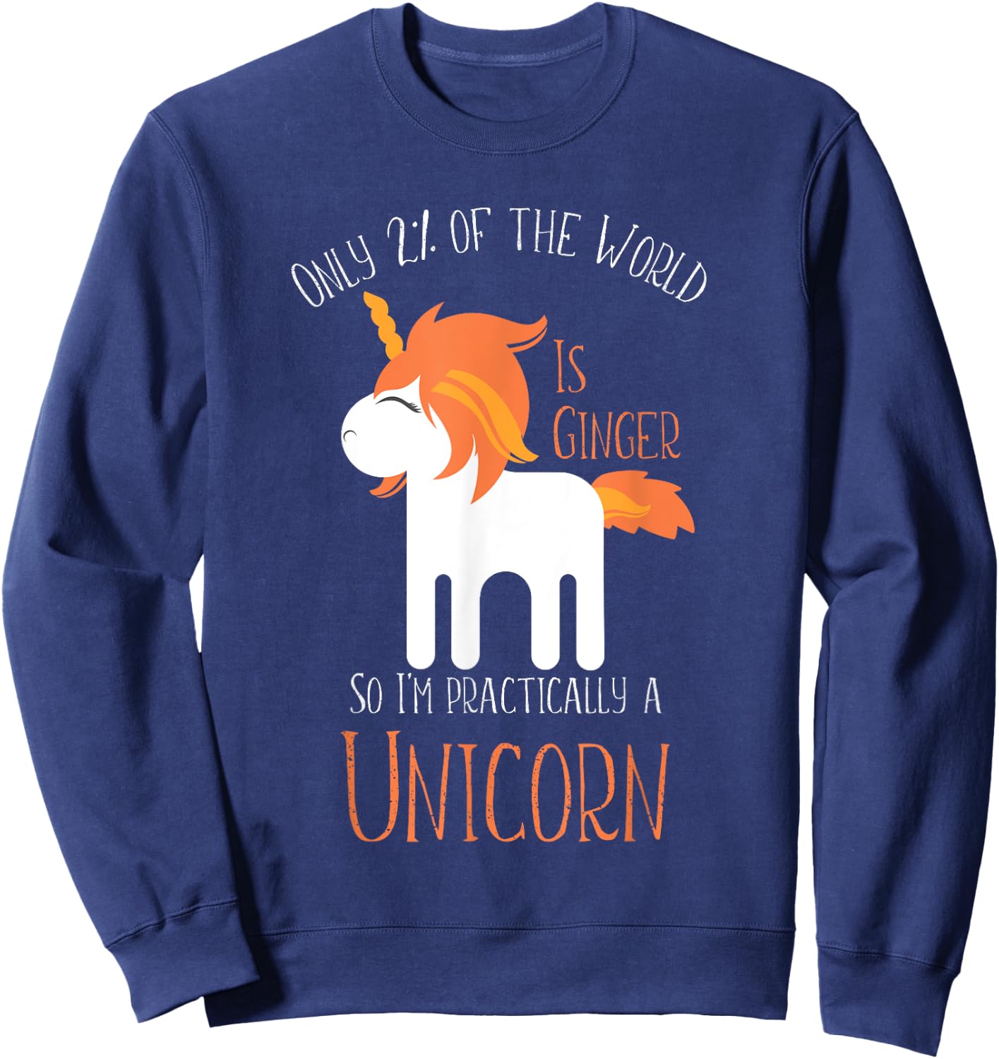 Funny Redheads and Kids Ginger Unicorn Sweatshirt - Sweatshirt | Navy
