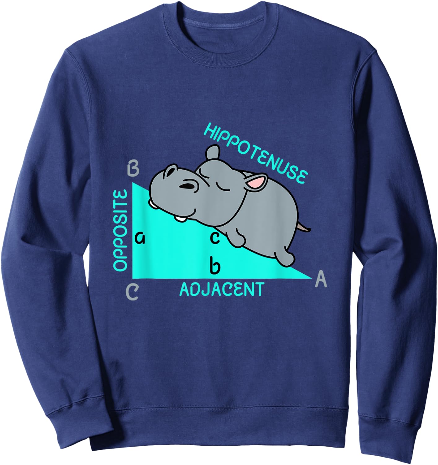 Hippotenuse Math Mathematics Teacher Joke fun Saying Sweatshirt - Sweatshirt | Navy