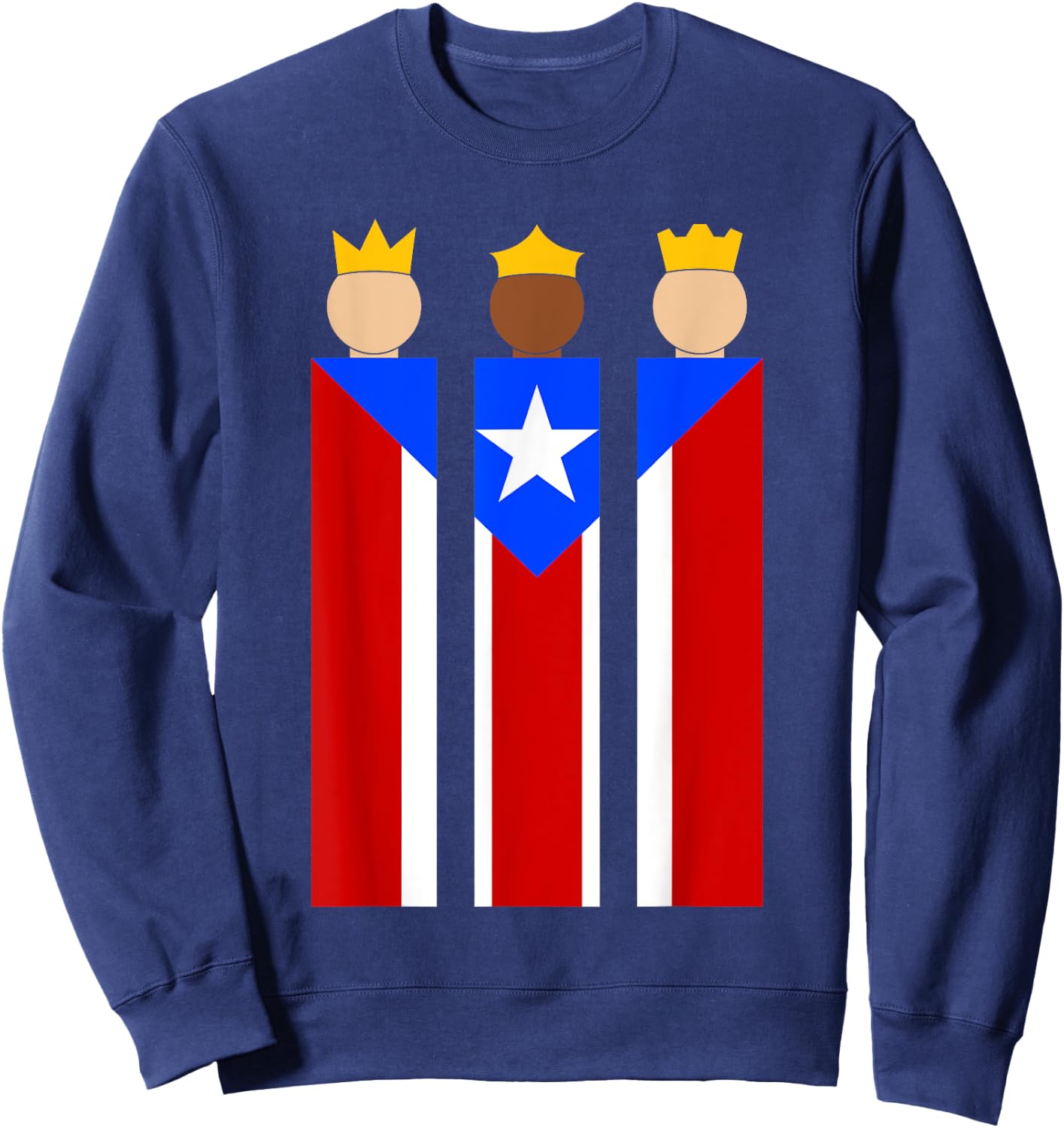Puerto Rican Three Kings Flag Reyes Magos de Puerto Rico Sweatshirt - Sweatshirt | Navy