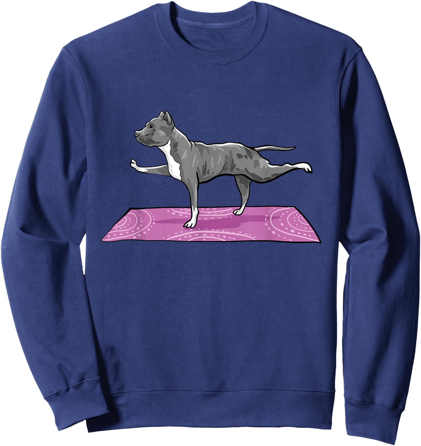 Pitbull Doing Yoga Funny Pitbull Dog Lover Yogi Teacher Sweatshirt - Sweatshirt | Navy