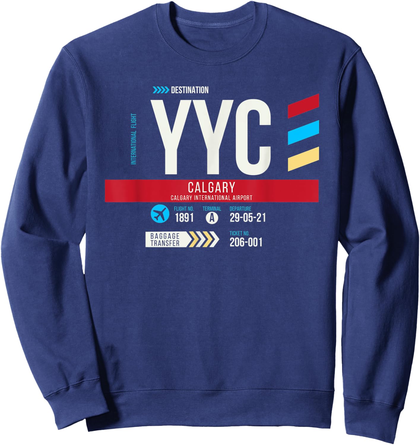 Vintage Calgary YYC Airport Code Travel Day Retro Air Travel Sweatshirt - Sweatshirt | Navy