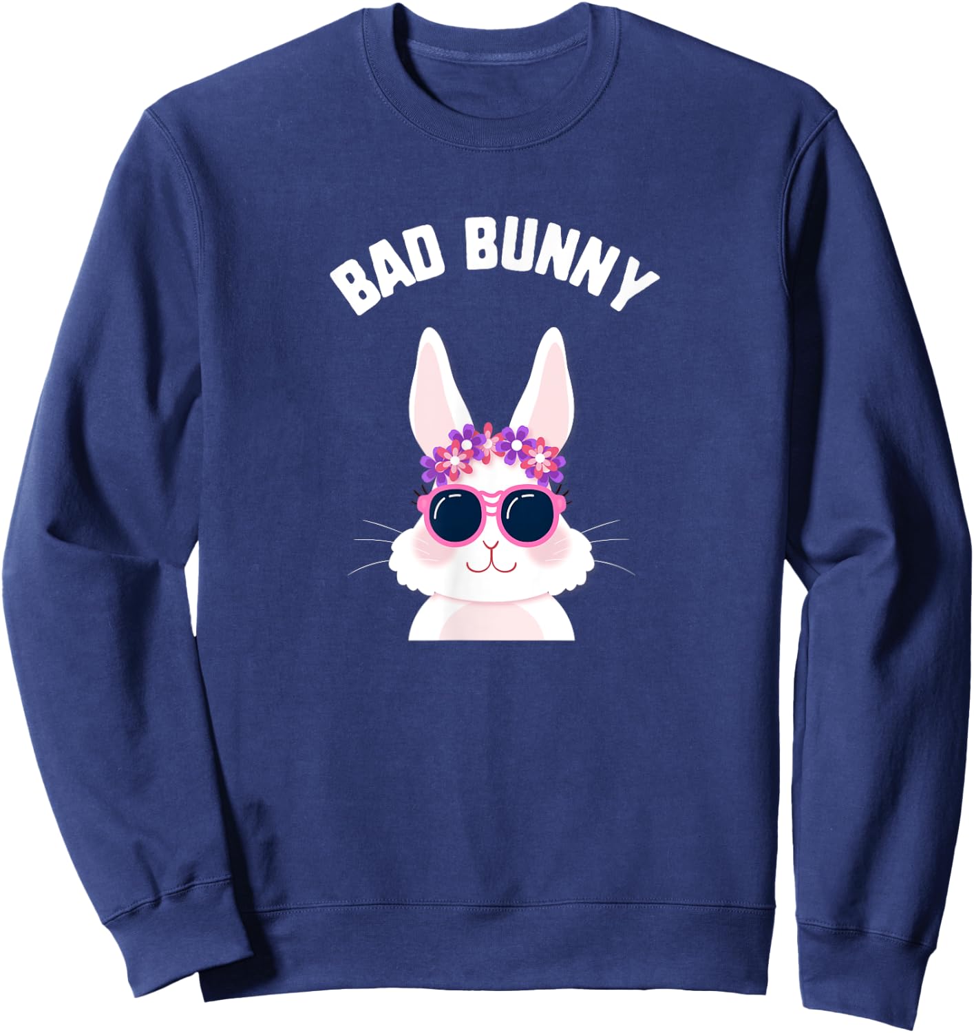 Easter Bad Bunny Sunglasses Kids Candy Spring Bunny Gift Sweatshirt - Sweatshirt | Navy