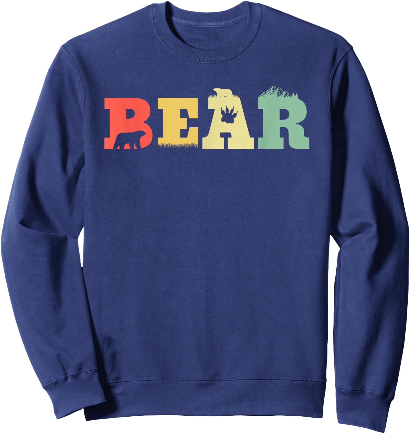 Retro Grizzly Bear Brown Bear - Vintage Grizzly Bear Sweatshirt - Sweatshirt | Navy