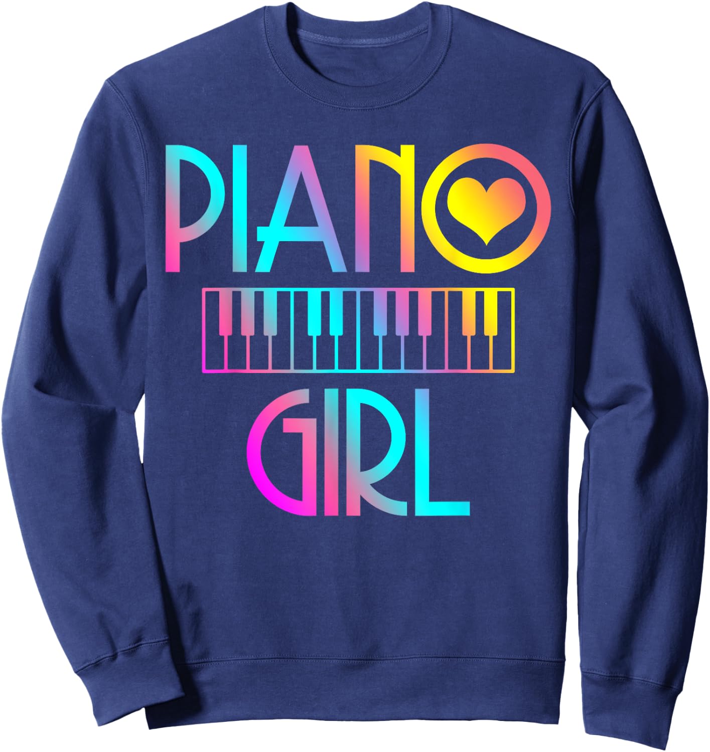 Piano Girl Musical Pianist Keyboard Cute Sweatshirt - Sweatshirt | Navy