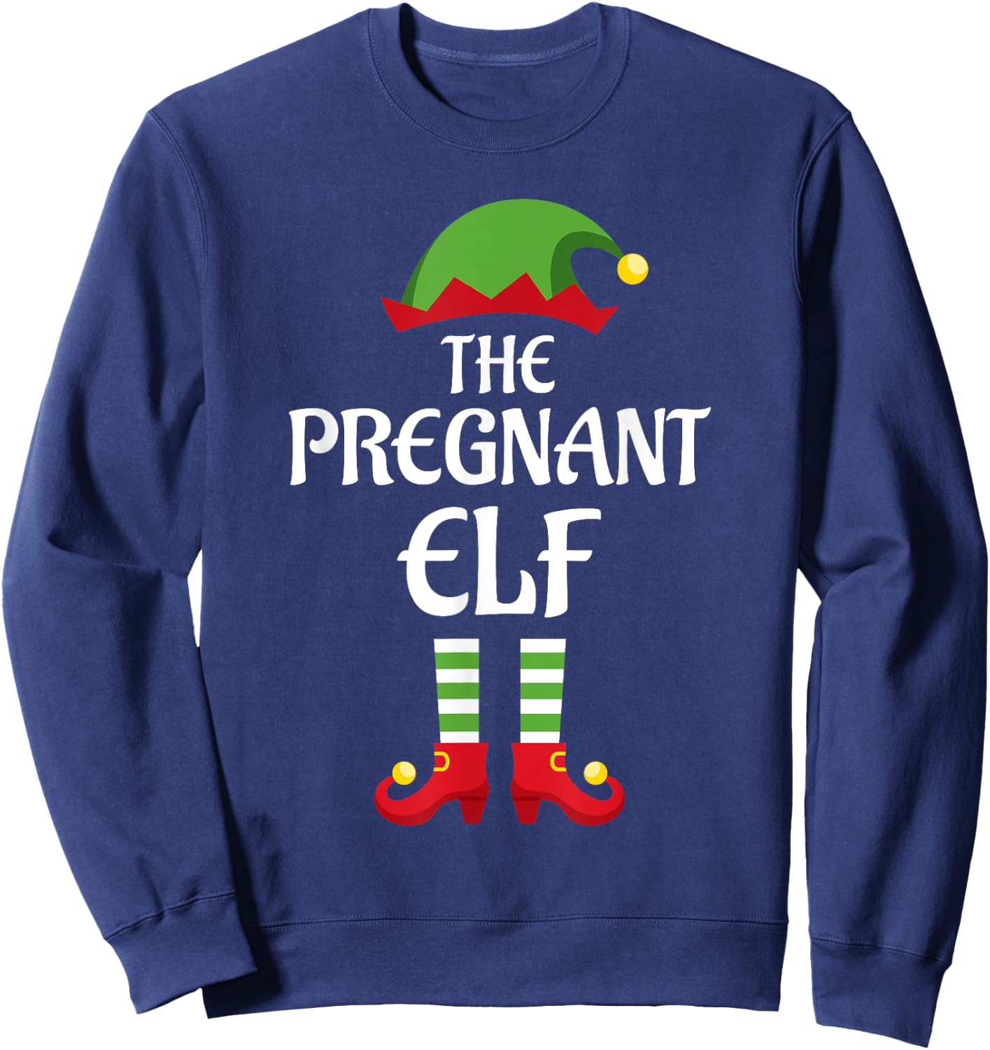 Pregnant Elf Family Matching Group Christmas Sweatshirt - Sweatshirt | Navy