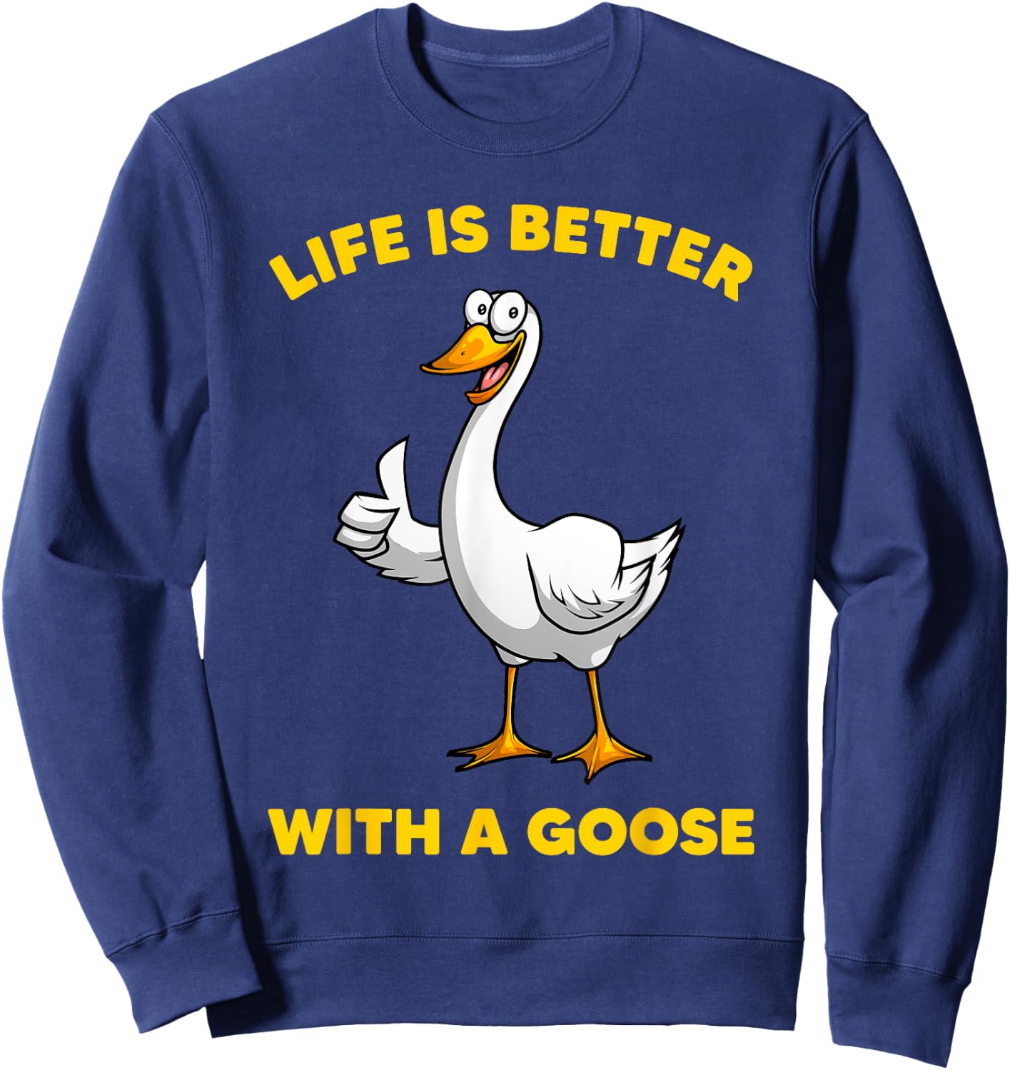 Cute Goose Design Women Toddler Grey White Goose Fan Sweatshirt - Sweatshirt | Navy