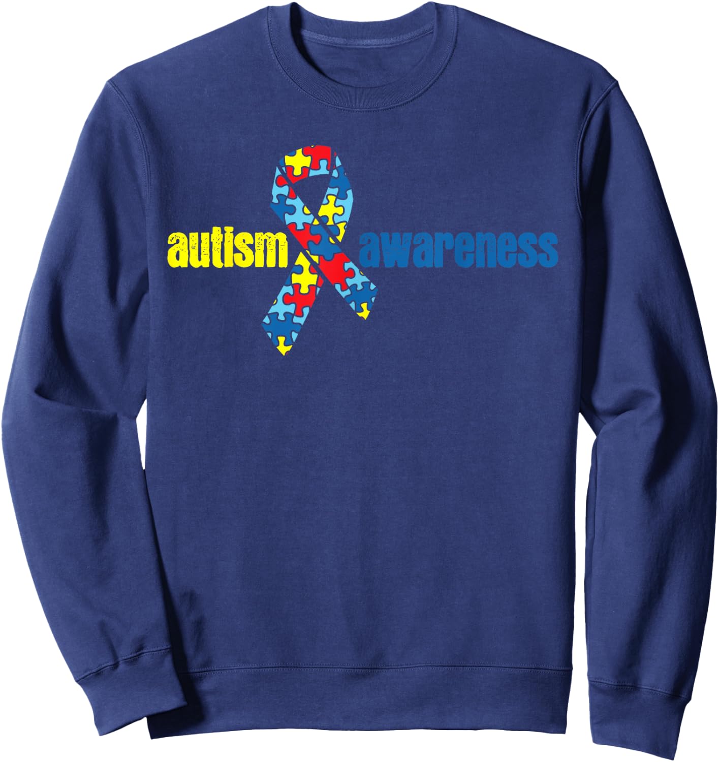 Autism Autism Awareness Ribbon Piece Gift Sweatshirt - Sweatshirt | Navy