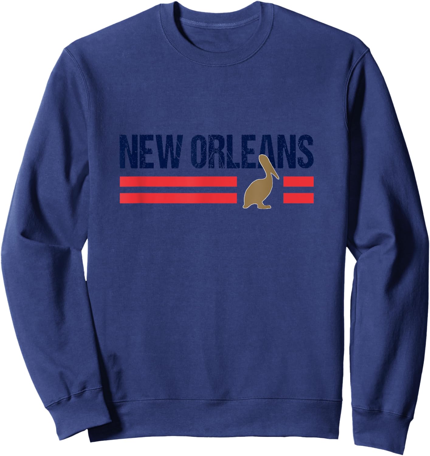 Pelican Retro Stripes New Orleans Vintage New Orleans Local Sweatshirt - Sweatshirt | Navy
