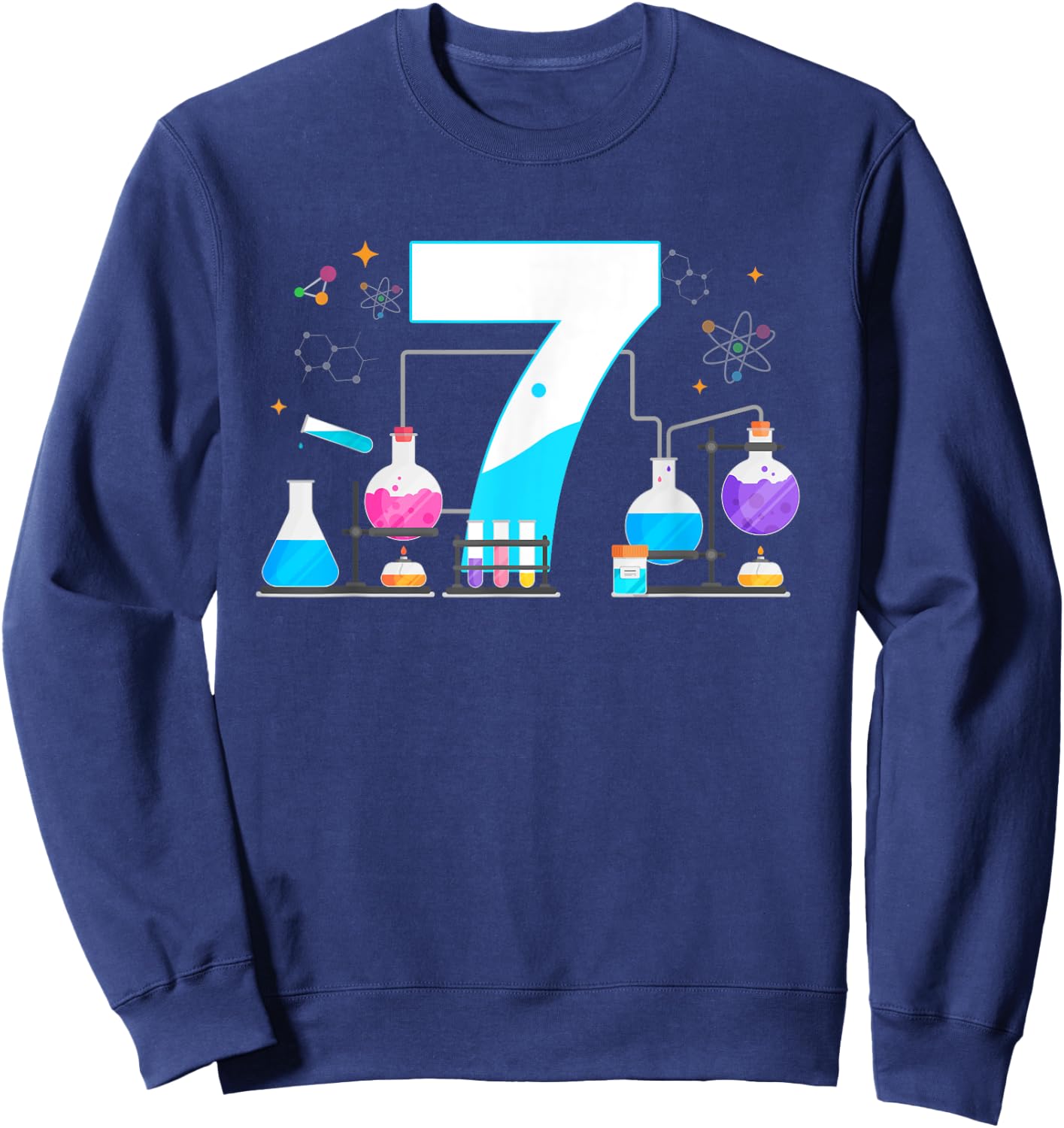 7 Year Old Kids Scientist 7th Birthday Kids Science Sweatshirt - Sweatshirt | Navy