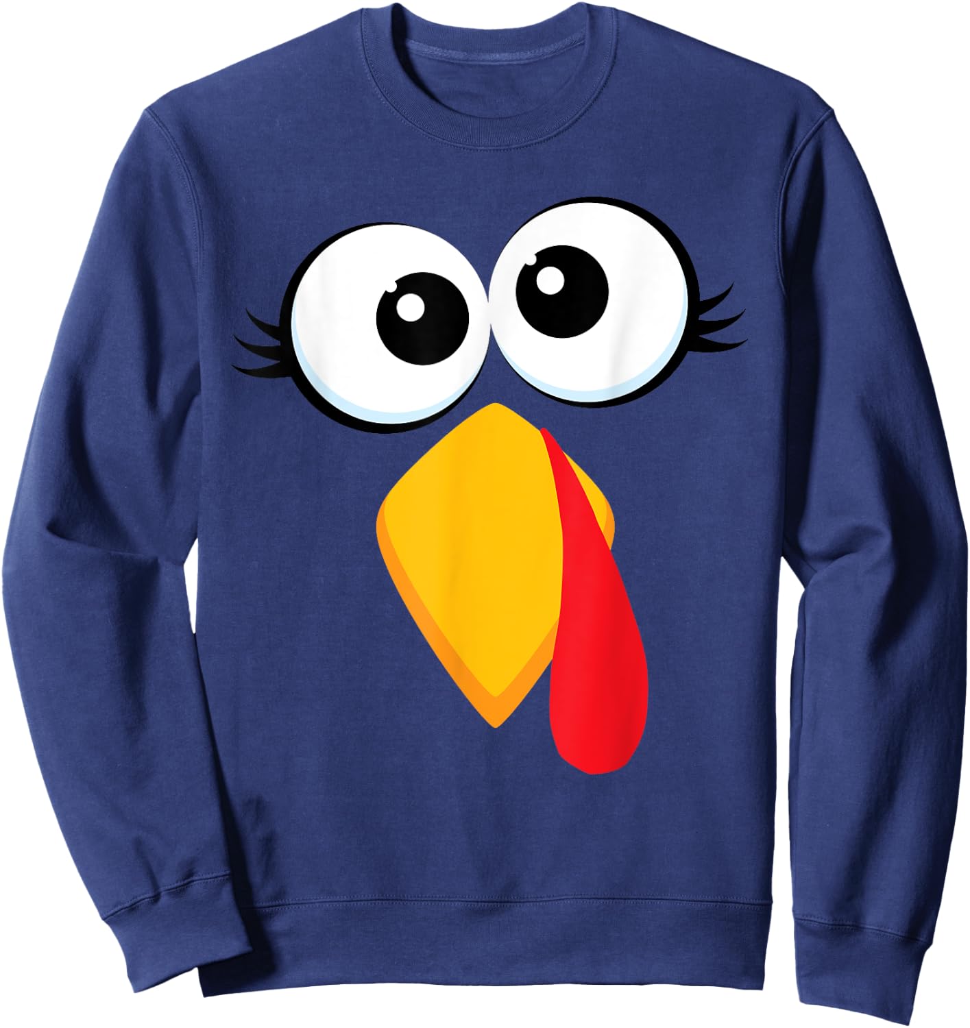 Funny Turkey Face Thanksgiving Cute Boys Girls Chicken Face Sweatshirt - Sweatshirt | Navy