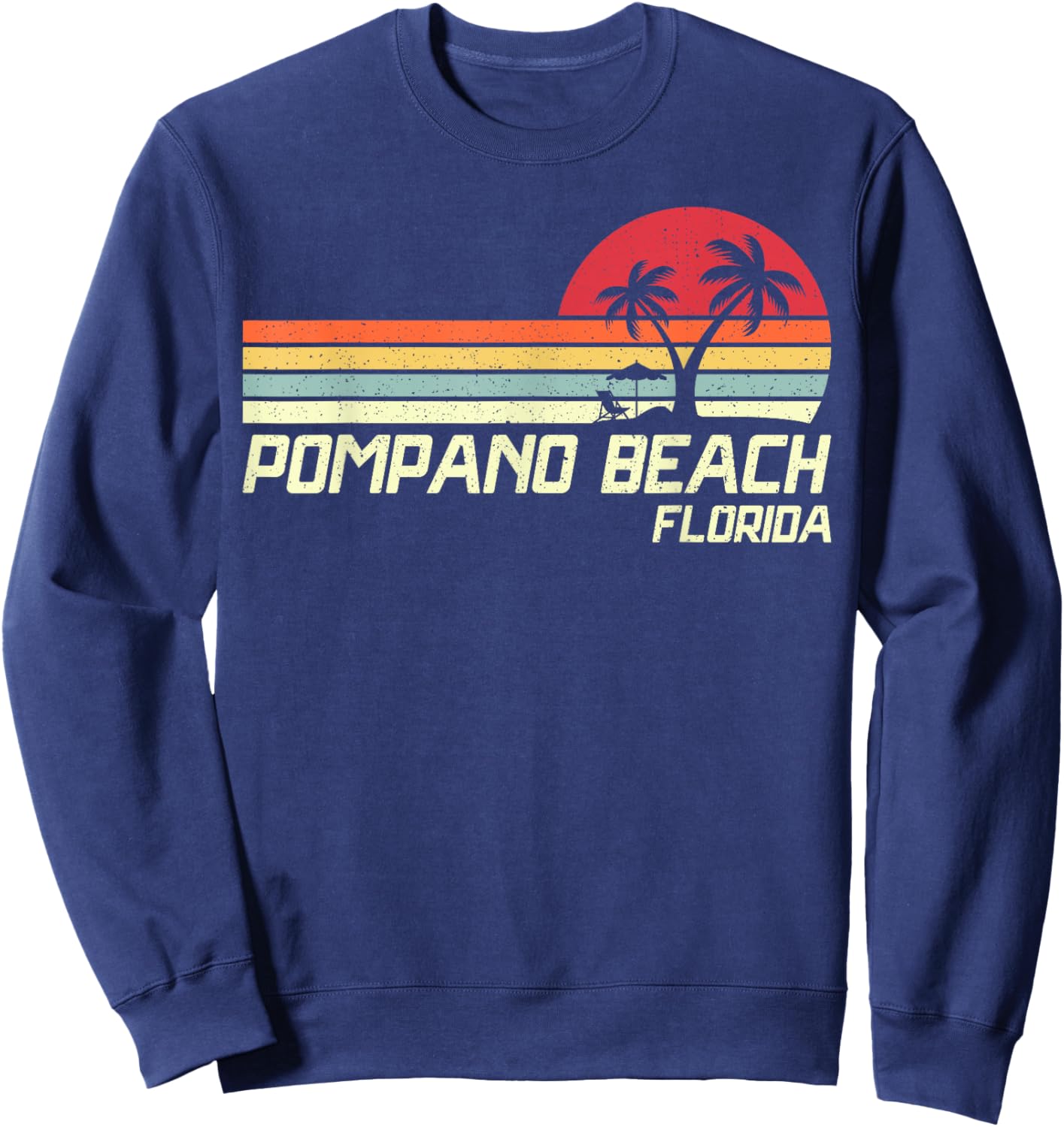 Summer Vacation Vintage Florida Pompano Beach Sweatshirt - Sweatshirt | Navy