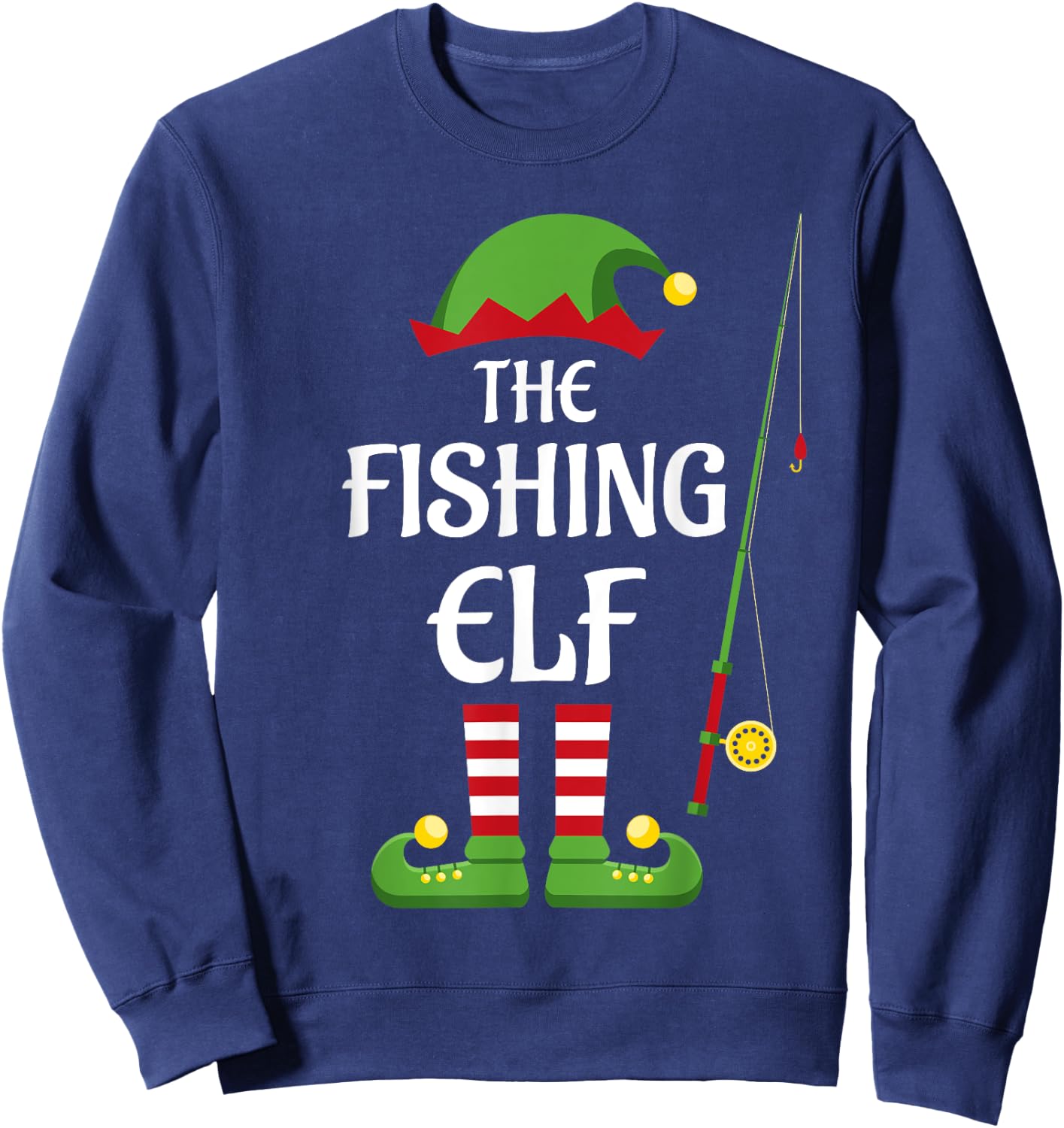Fishing Elf Family Matching Group Christmas Sweatshirt - Sweatshirt | Navy