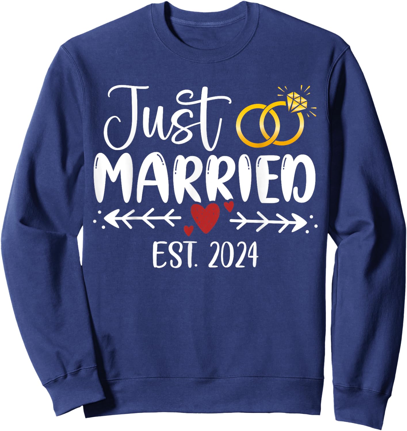 Just Married 2024 Couple Newlywed Bride And Groom Wedding Sweatshirt - Sweatshirt | Navy