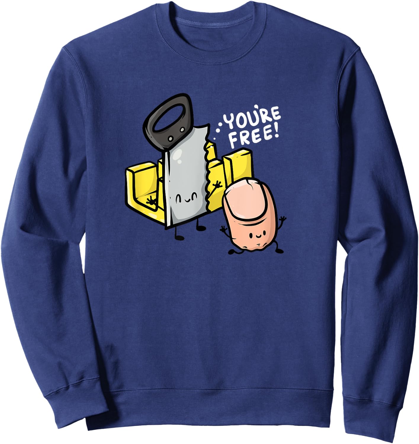 Your Free! Carpenter Woodworker Funny Missing Finger Sweatshirt - Sweatshirt | Navy
