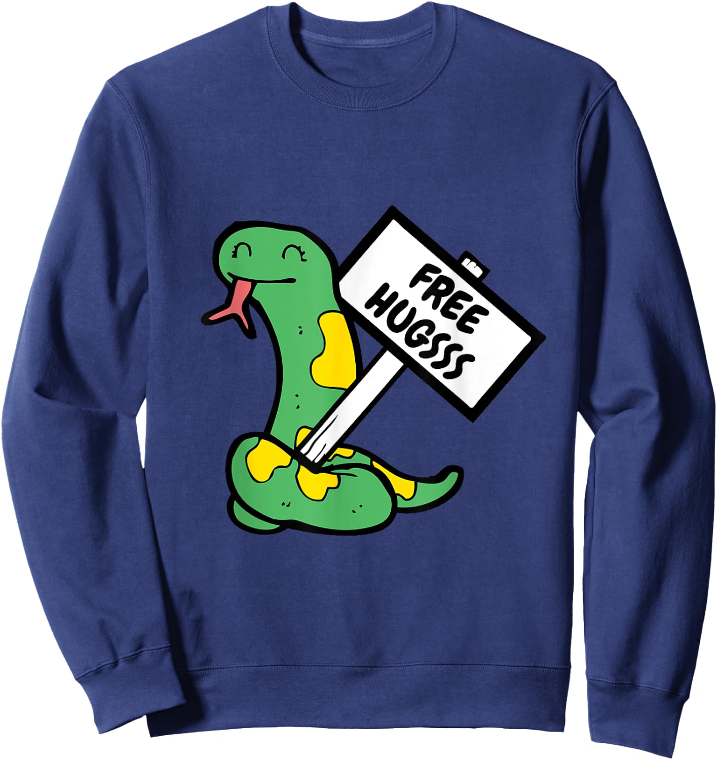 Free Hugsss hiss Funny Cute Snake Hug Lovers Sweatshirt - Sweatshirt | Navy