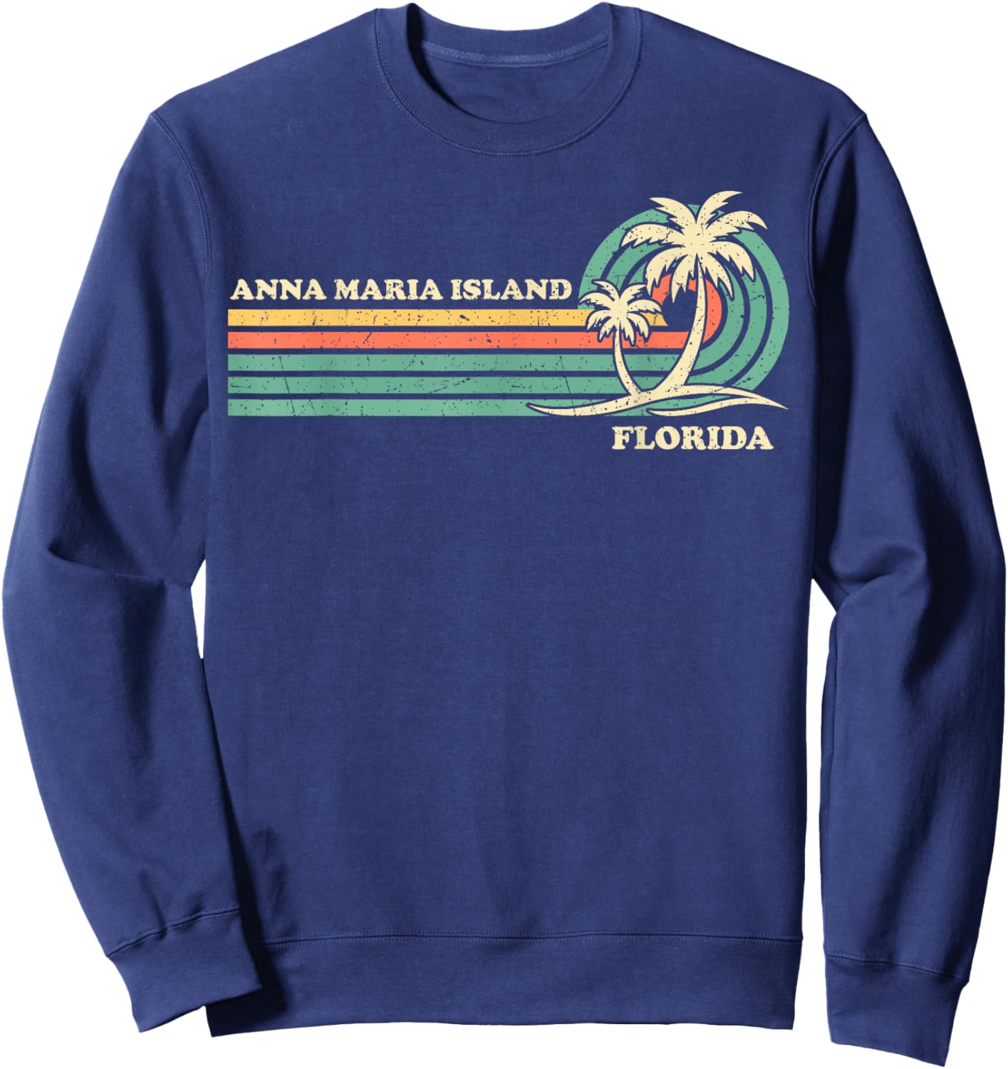 Vintage Retro Summer Vacation Florida Anna Maria Island Women Girls Kids Sweatshirt - Sweatshirt | Navy