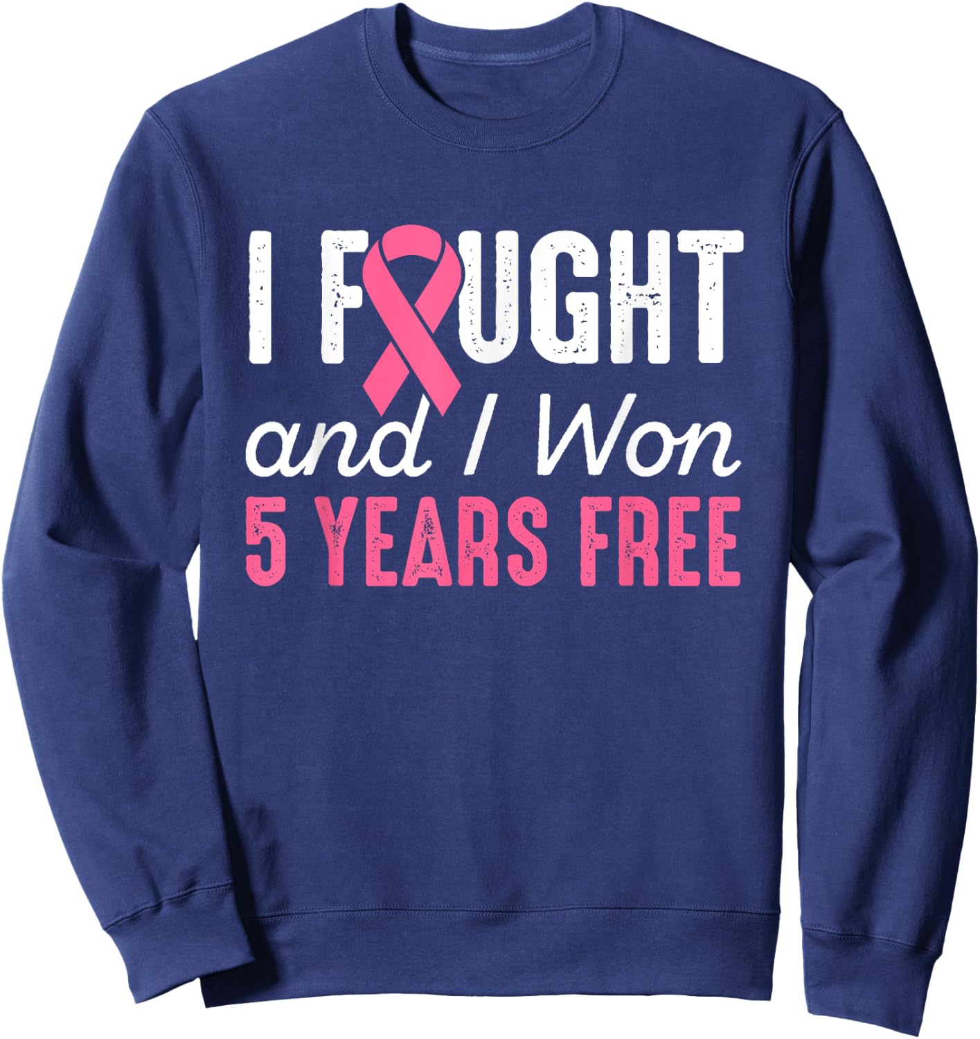 Breast Cancerversary 5 Years Breast Cancer Free Shirt Gift Sweatshirt - Sweatshirt | Navy