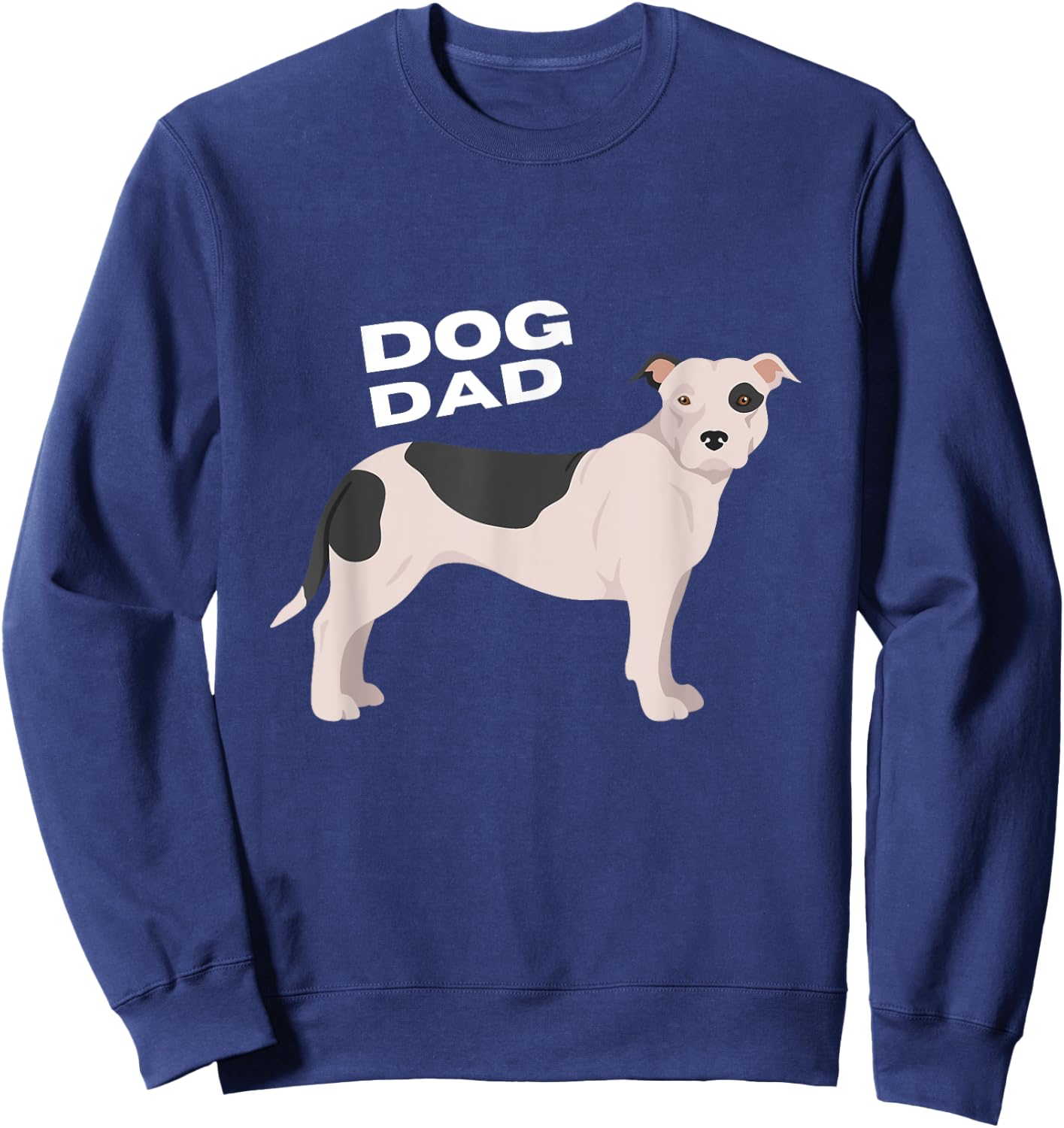 Black & White American Pit Bull Terrier Dog Dad Man Sweatshirt - Sweatshirt | Navy