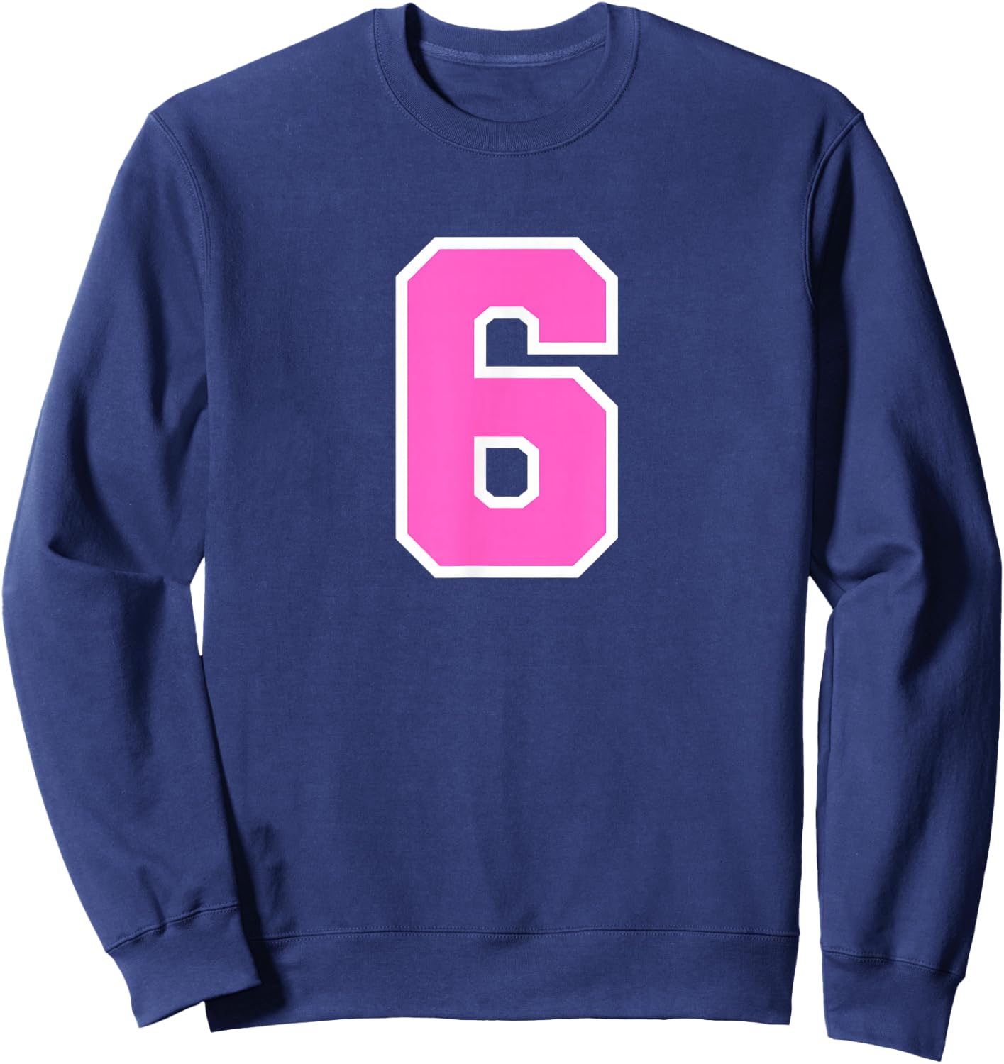 Pink Sports Team Number #6 Sweatshirt - Sweatshirt | Navy