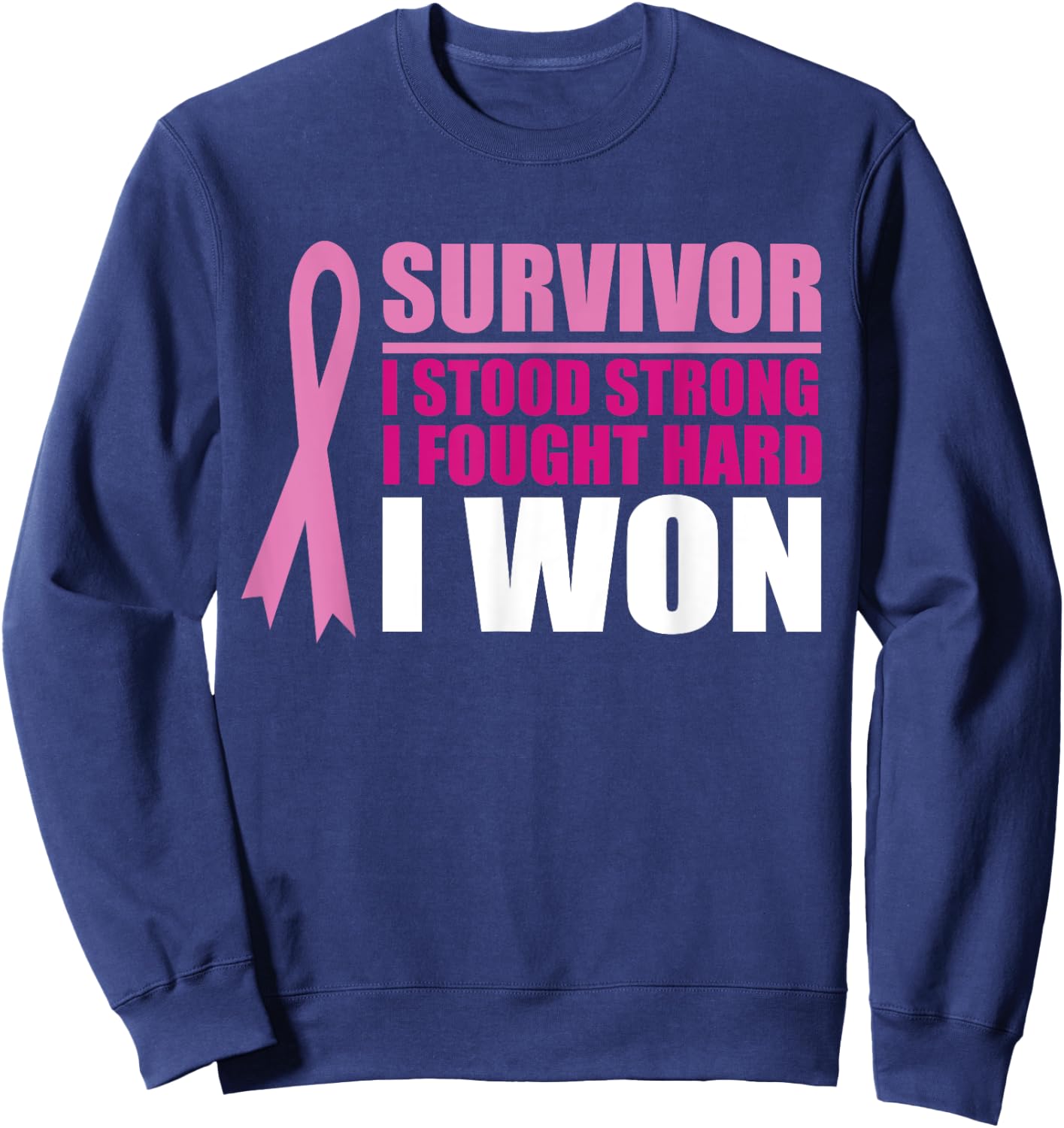 Breast cancer awareness Survivor I stood Strong I fought Sweatshirt - Sweatshirt | Navy