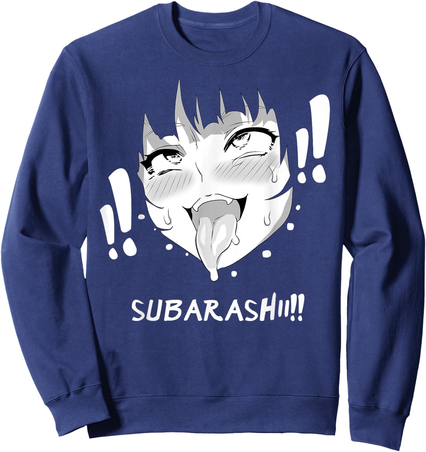 Ahegao Face Shirt Anime Manga Hentai Girl Subarashii Apparel Sweatshirt - Sweatshirt | Navy
