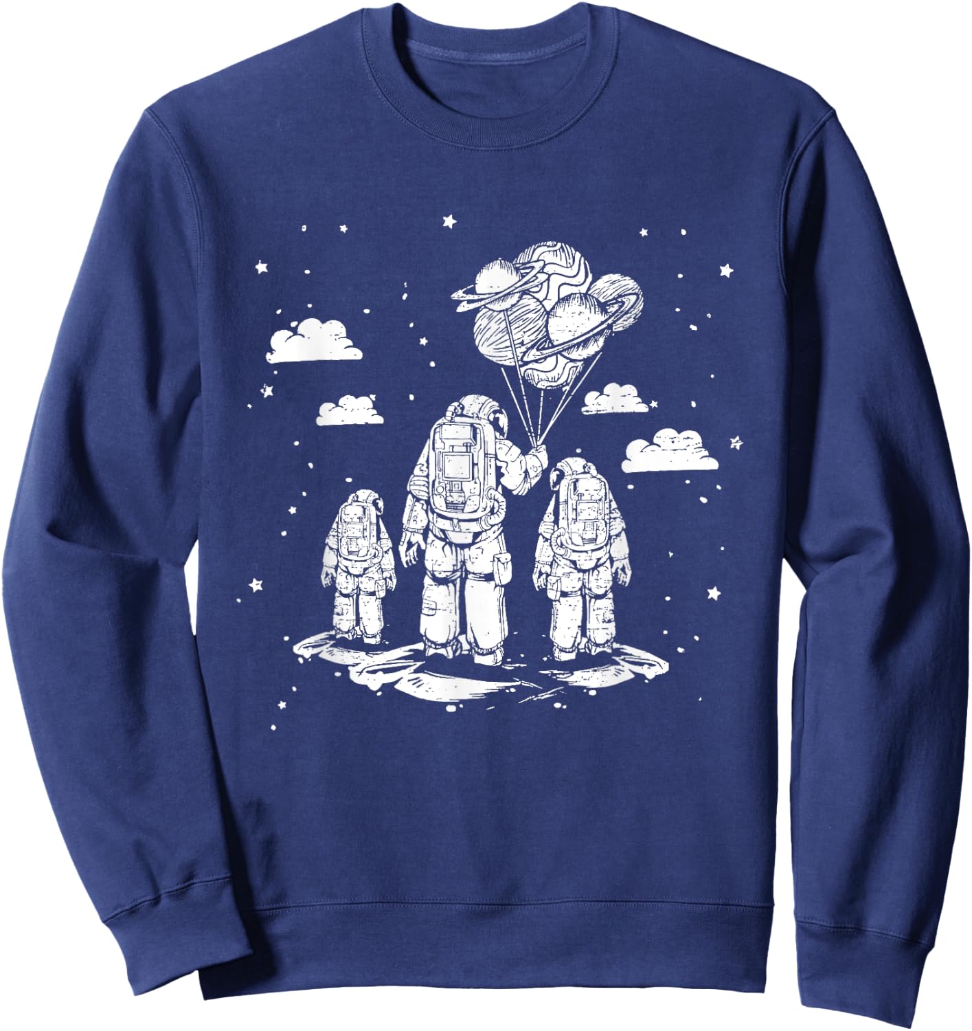 Fathers Day Dad and Children Astronauts Space Sweatshirt - Sweatshirt | Navy