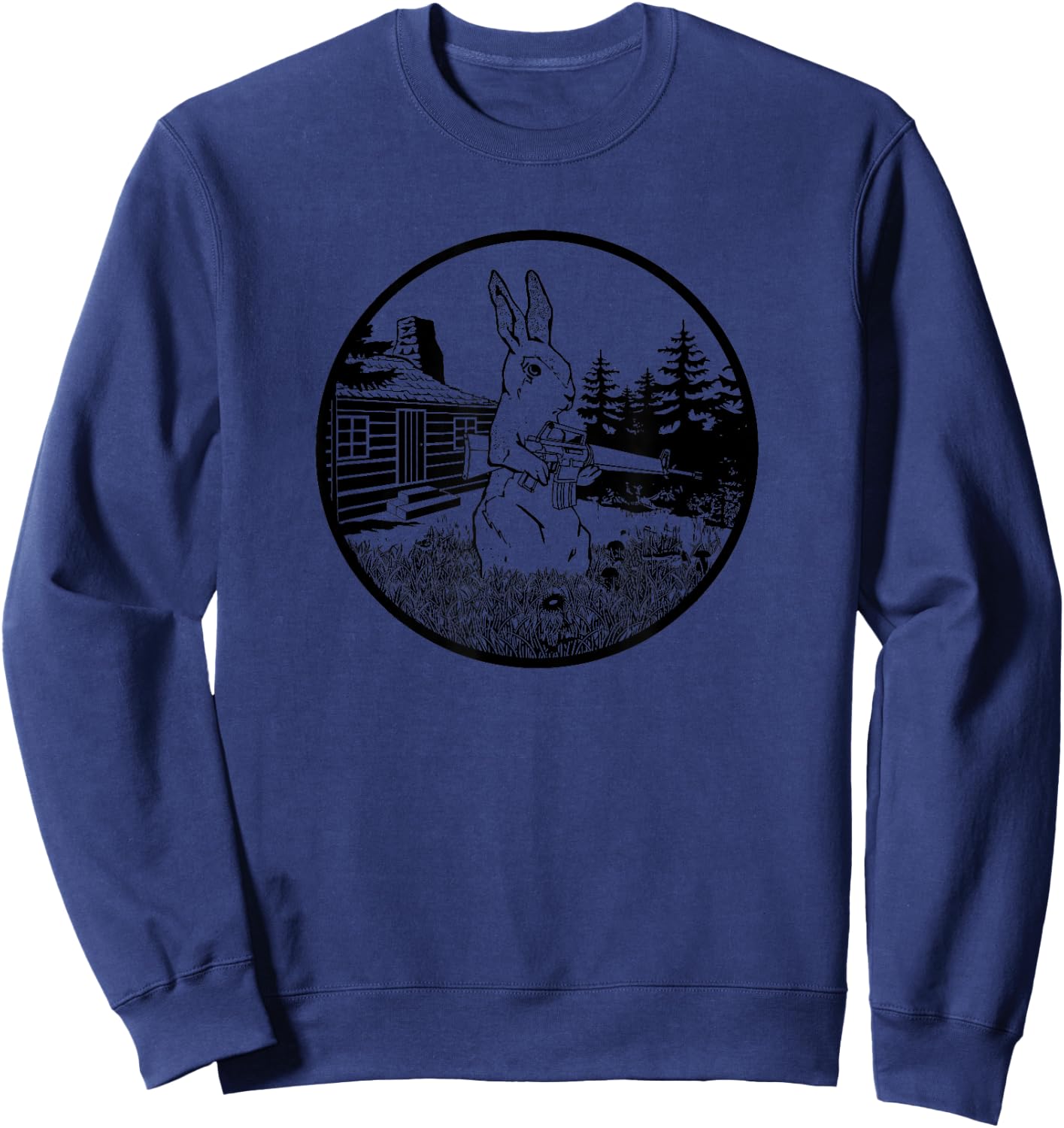 Rabbit Hunter , Armed Bunny With Gun Apparel Sweatshirt - Sweatshirt | Navy