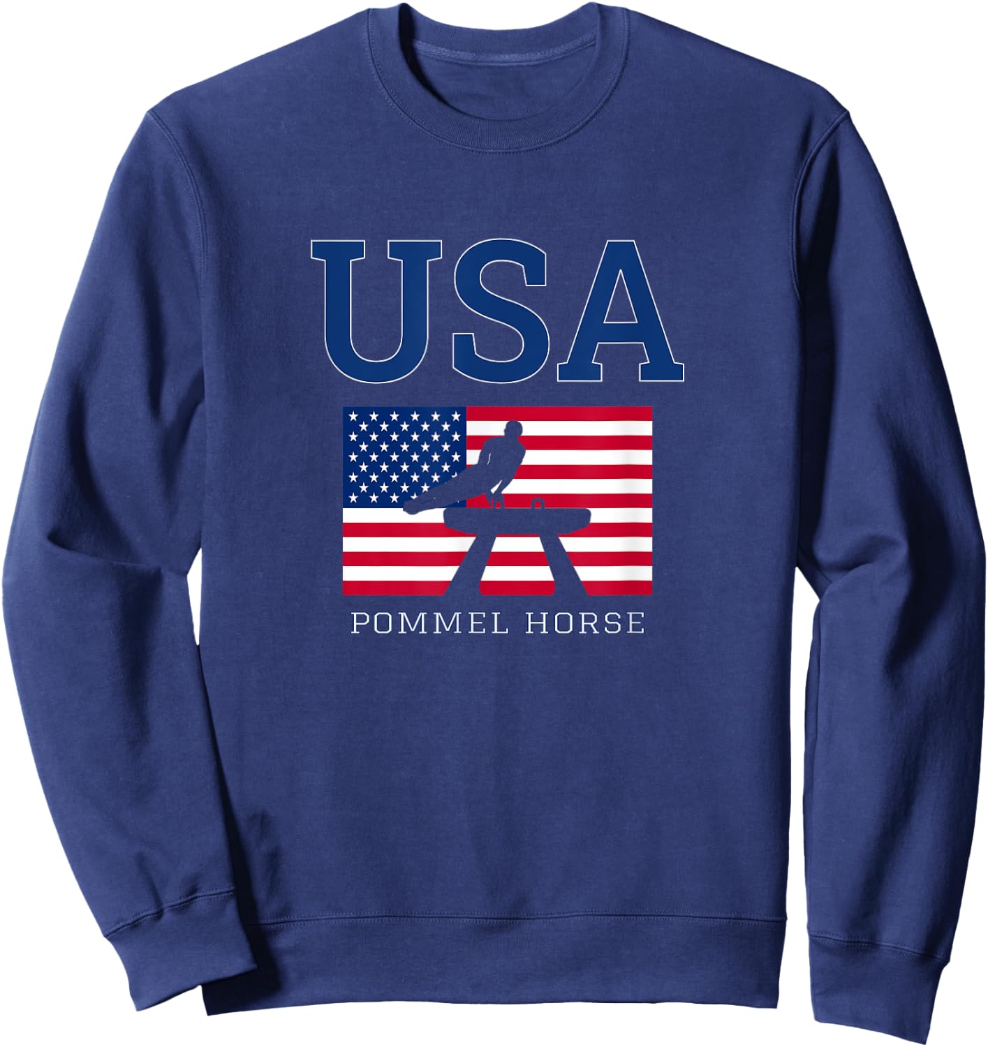 USA Flag Pommel Horse Gymnastics Team American Gymnast Sweatshirt - Sweatshirt | Navy