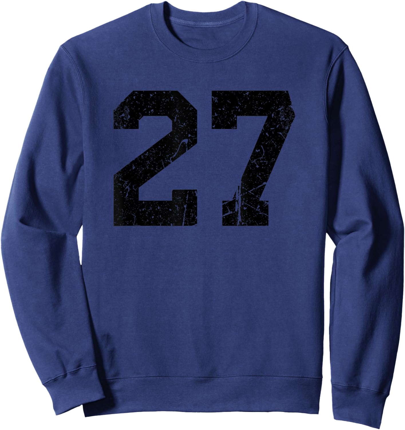 Number #27 Sport Black Distressed Varsity Number Sweatshirt - Sweatshirt | Navy