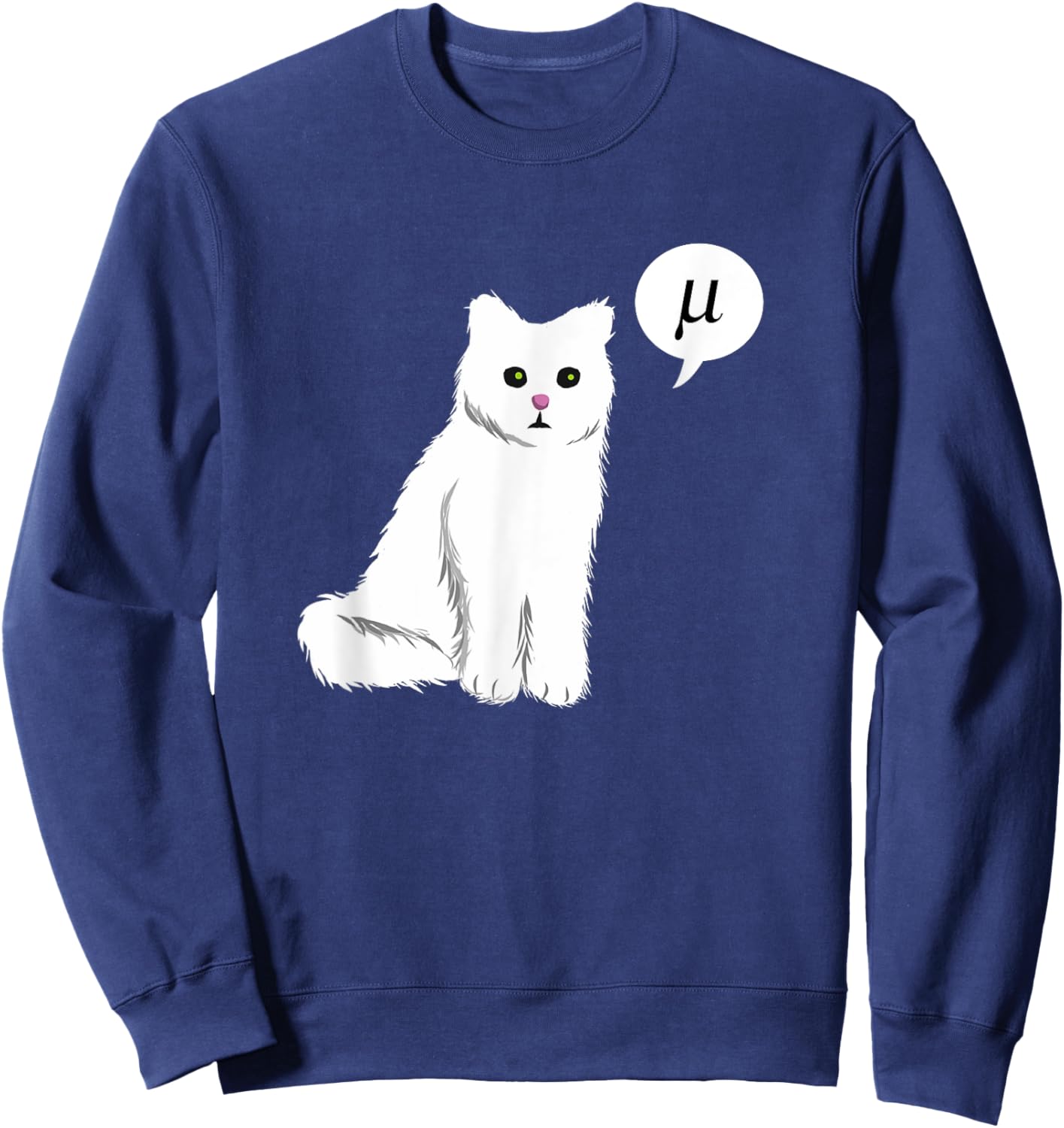 Funny Cat Pun Saying Mu Meow Women Girls Kids Sweatshirt - Sweatshirt | Navy