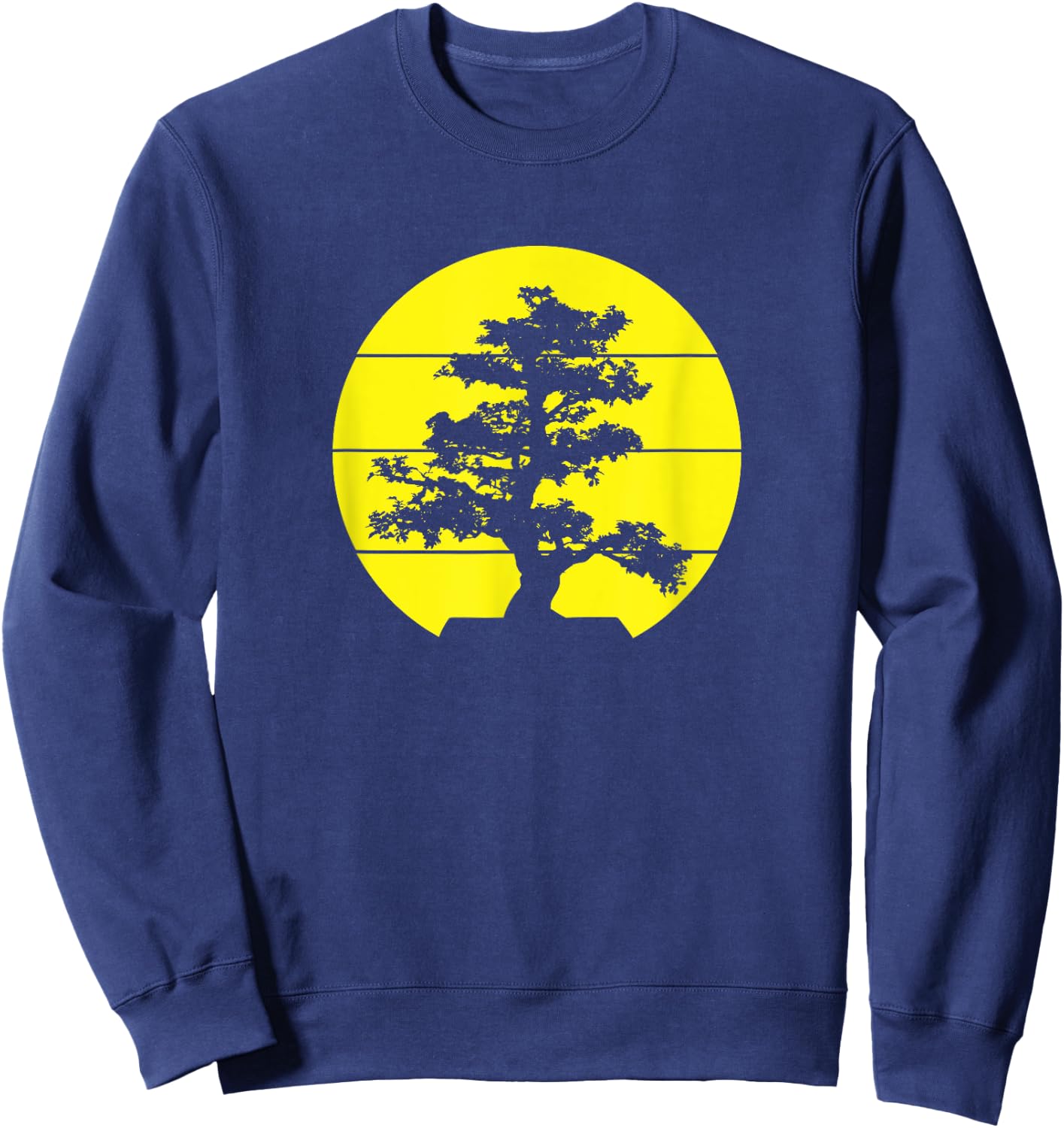 Pacific Ocean Beach Bonsai Tree Yellow Sun Retro Vintage Men Women Girls Kids Sweatshirt - Sweatshirt | Navy