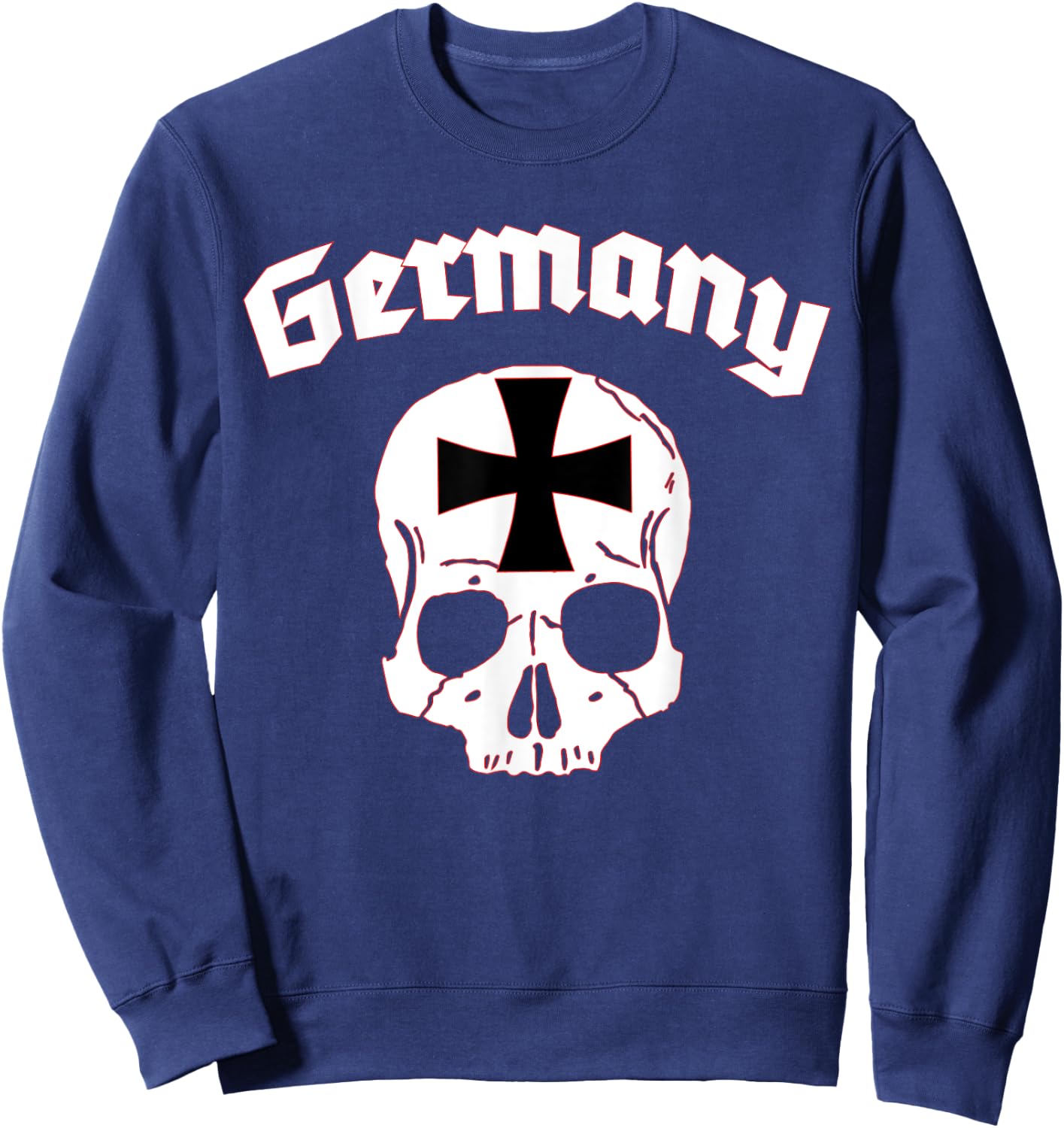 Germany Skull Old German Lettering Iron Cross Sweatshirt - Sweatshirt | Navy