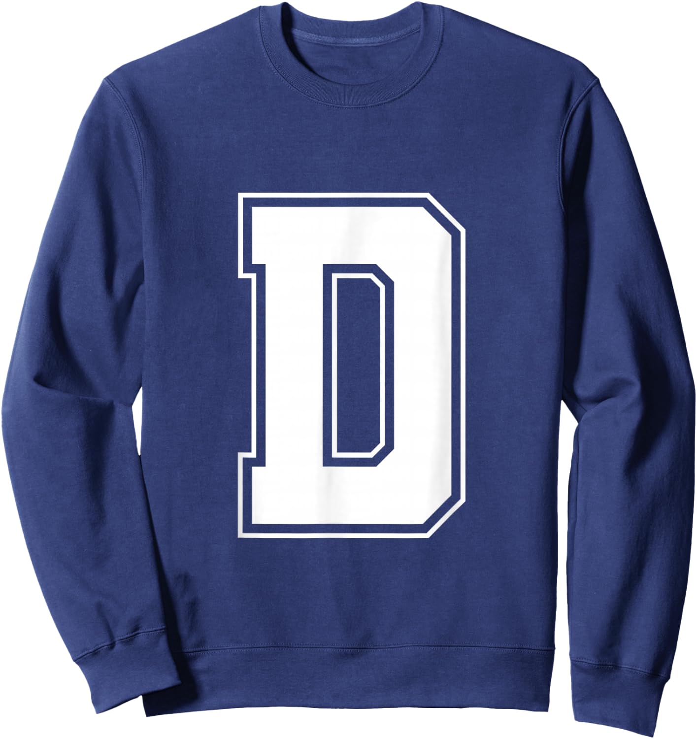 Letter D Big Bold Capital Varsity Alphabet Monogram Sweatshirt - Sweatshirt | Navy