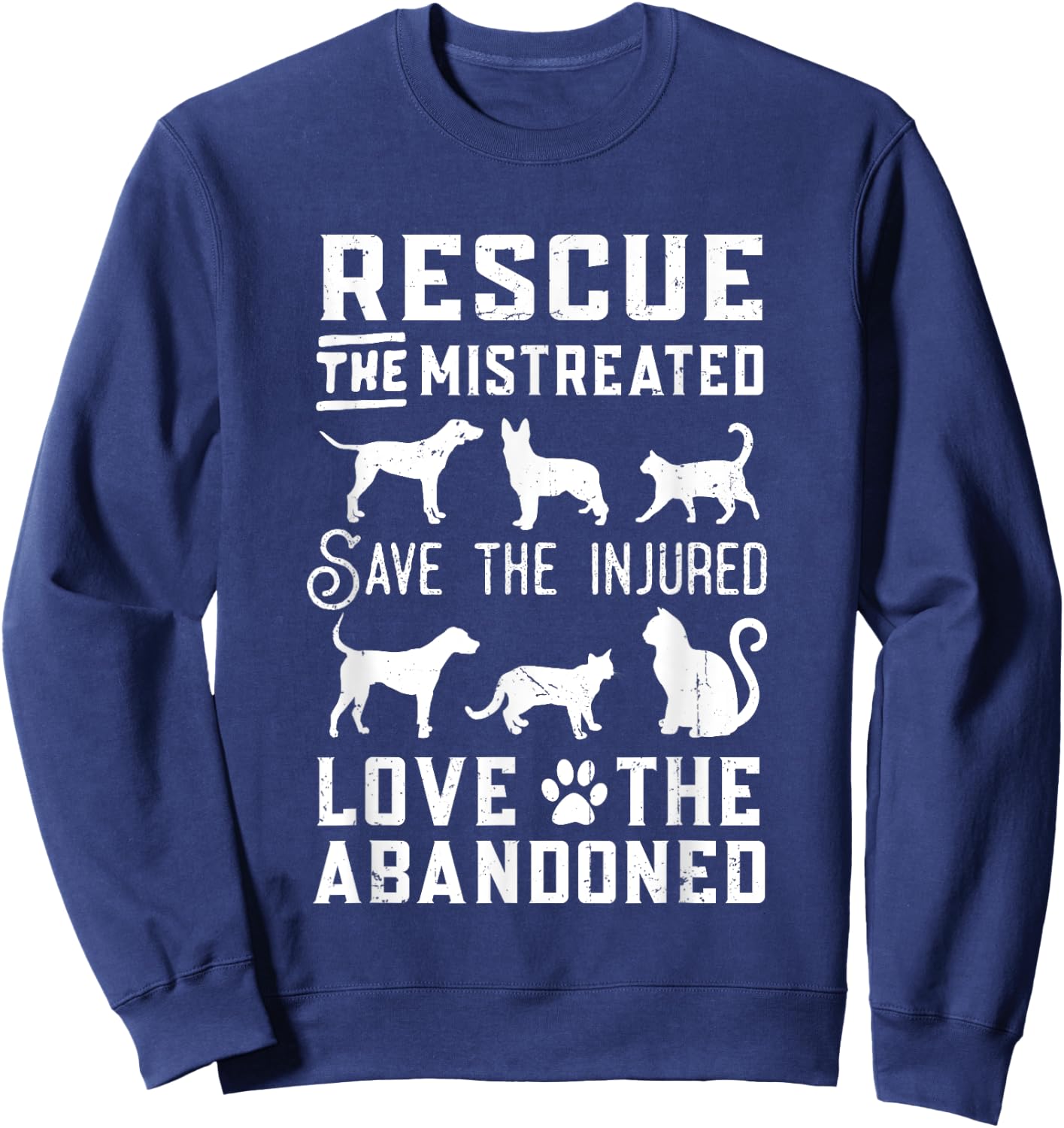 Dog Lover Cat Lover Rescue Save Love Animal Rescue Awareness Women Kids Sweatshirt - Sweatshirt | Navy
