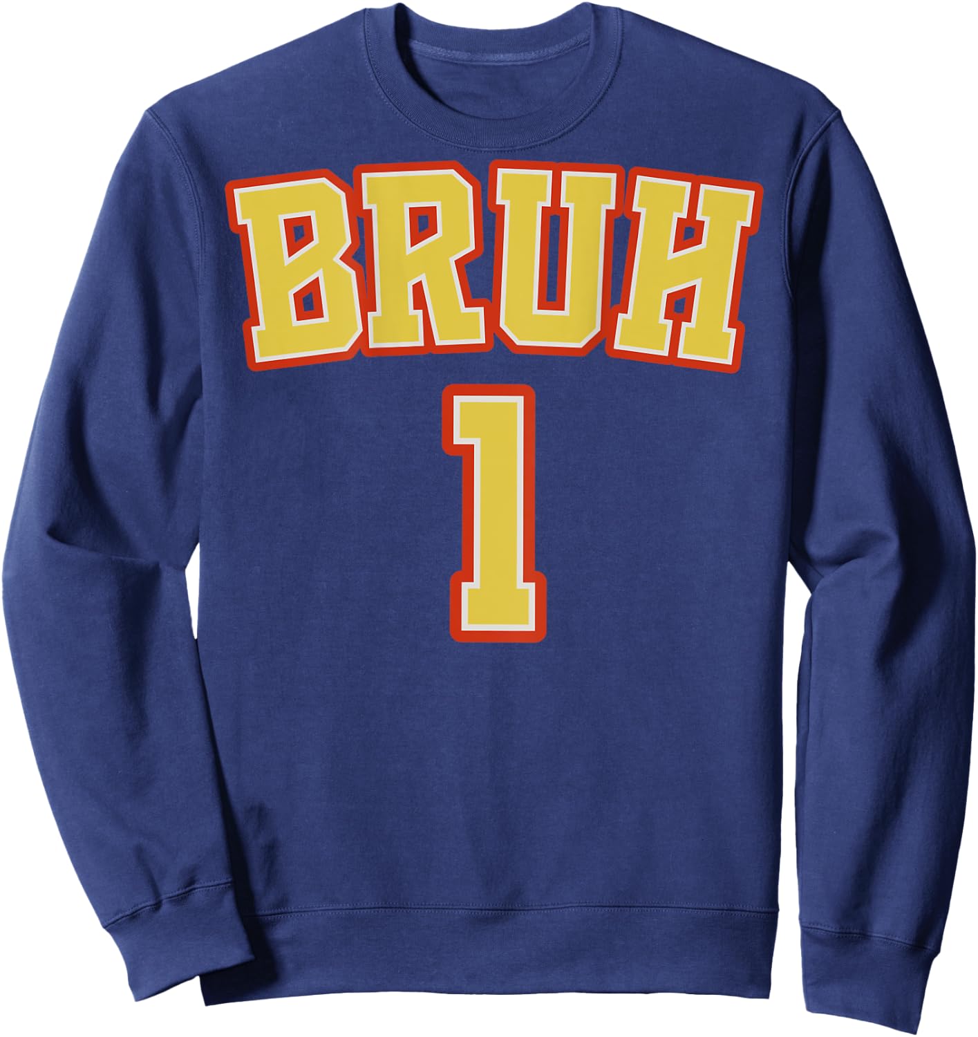 (BACK PRINT) Bruh 1 and 2 Funny Matching Brother Twin Boys Sweatshirt - Sweatshirt | Navy