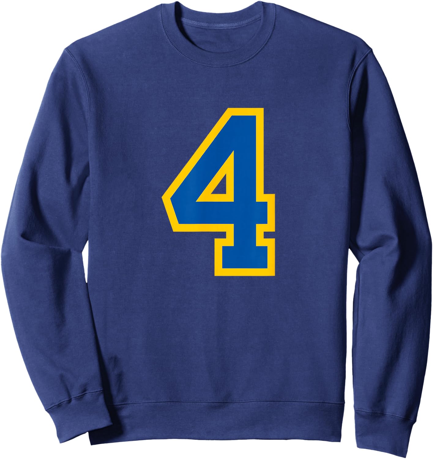 Blue Yellow Sport Team Number #4 Sweatshirt - Sweatshirt | Navy