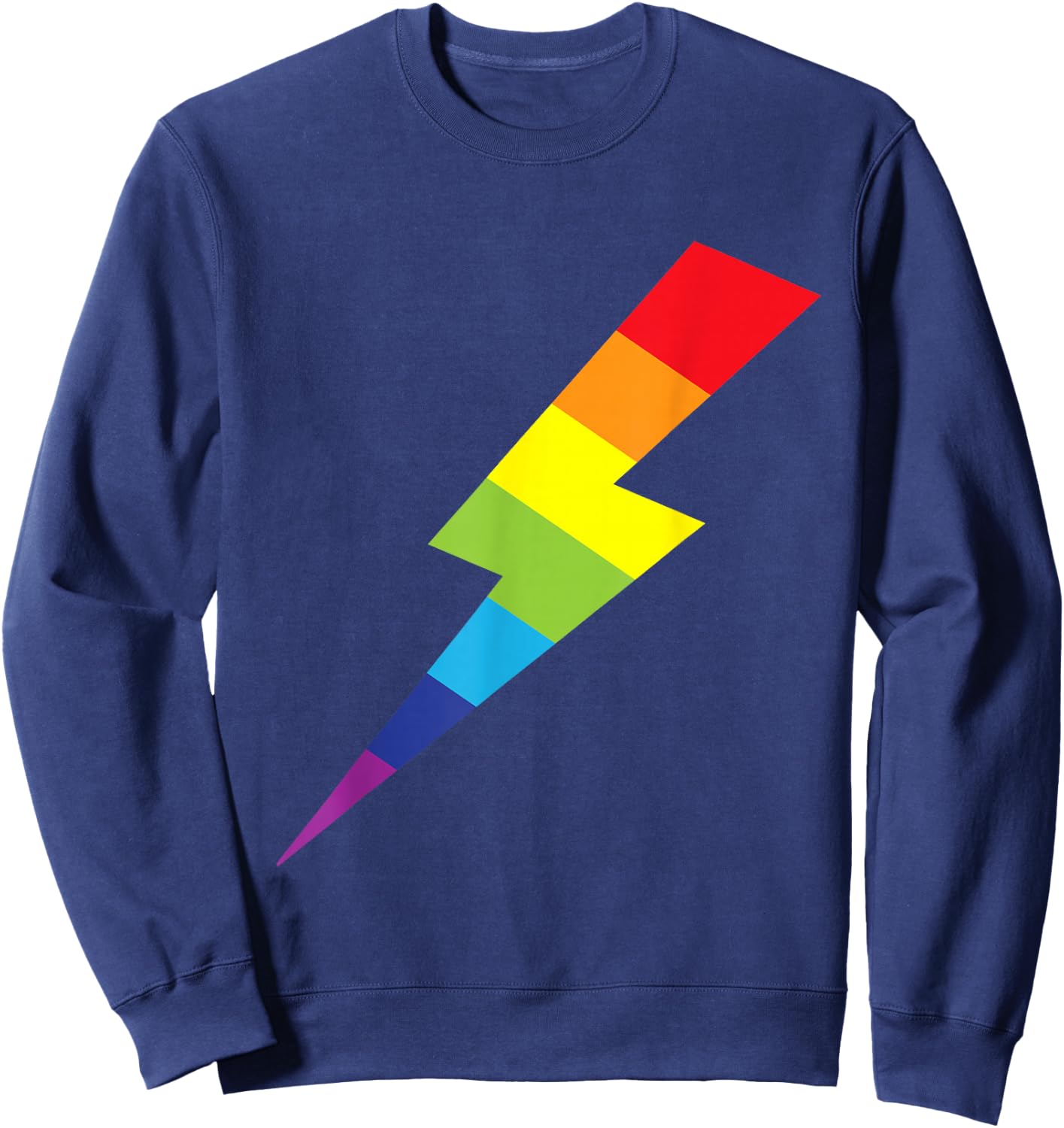 Awesome Rainbow Lightning Bolt Print Sweatshirt - Sweatshirt | Navy