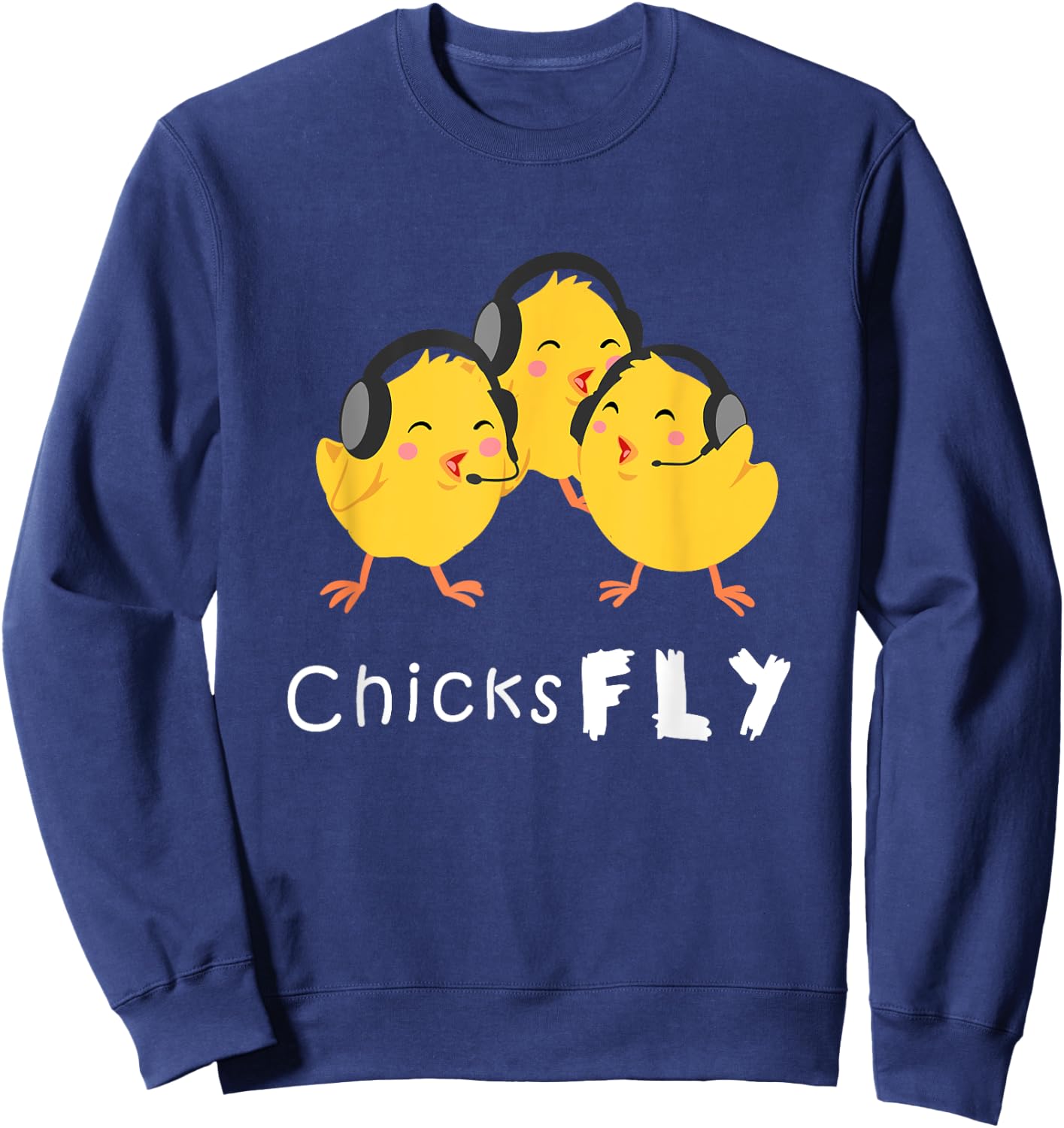 Female Pilot Gift Jet Plane Aviation Chick Sweatshirt - Sweatshirt | Navy