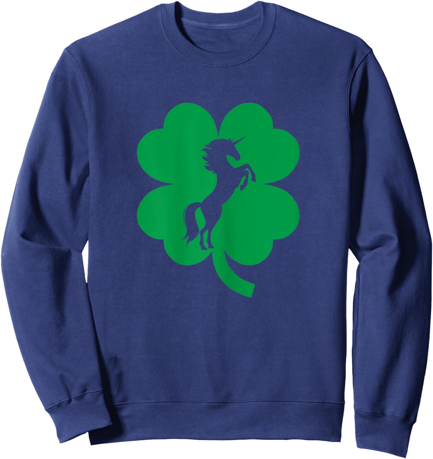 Unicorn Shamrock Four Leaf Clover St Patricks Day Sweatshirt - Sweatshirt | Navy