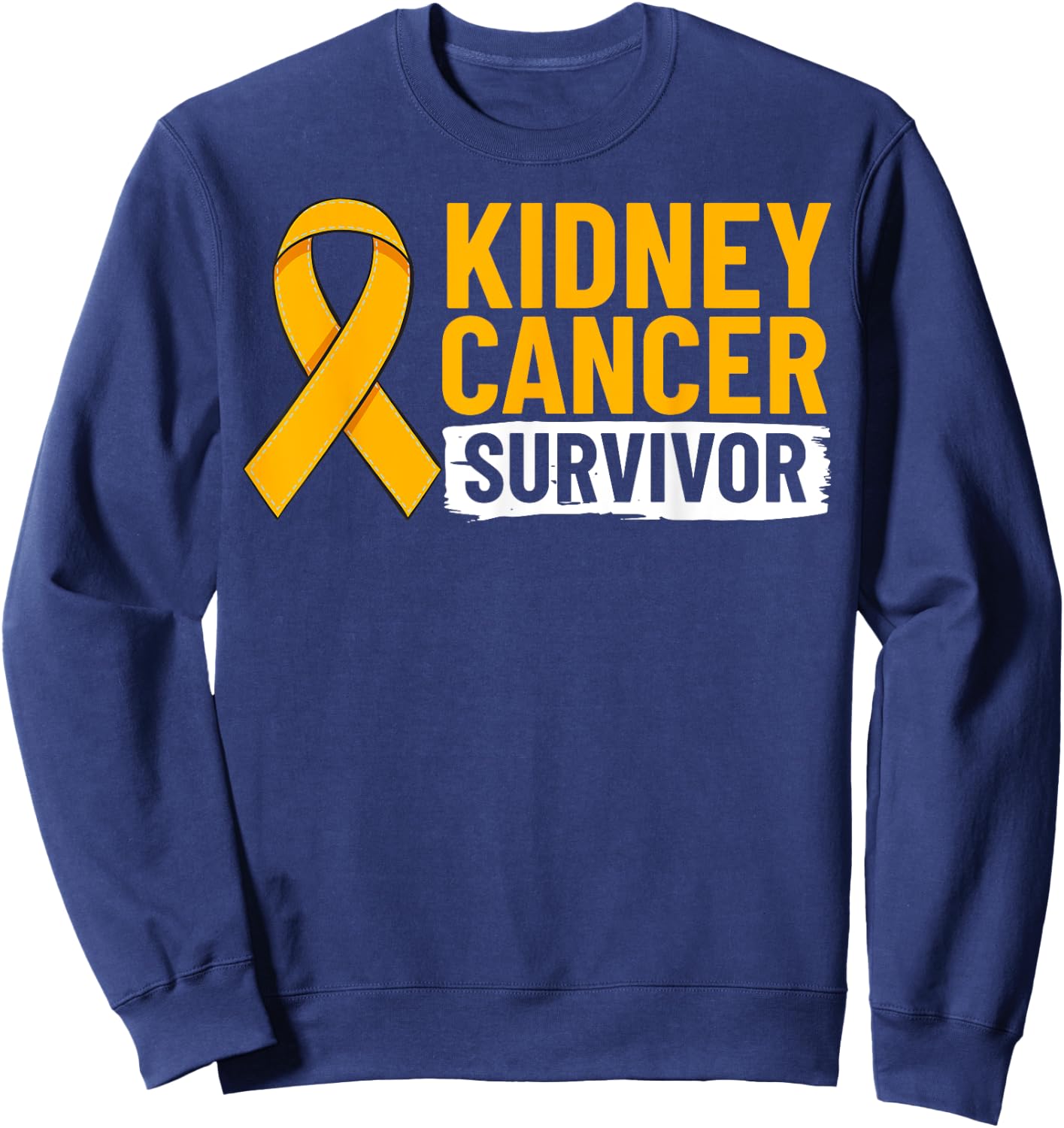 Kidney Cancer Orange Ribbon Awareness Survivor Sweatshirt - Sweatshirt | Navy