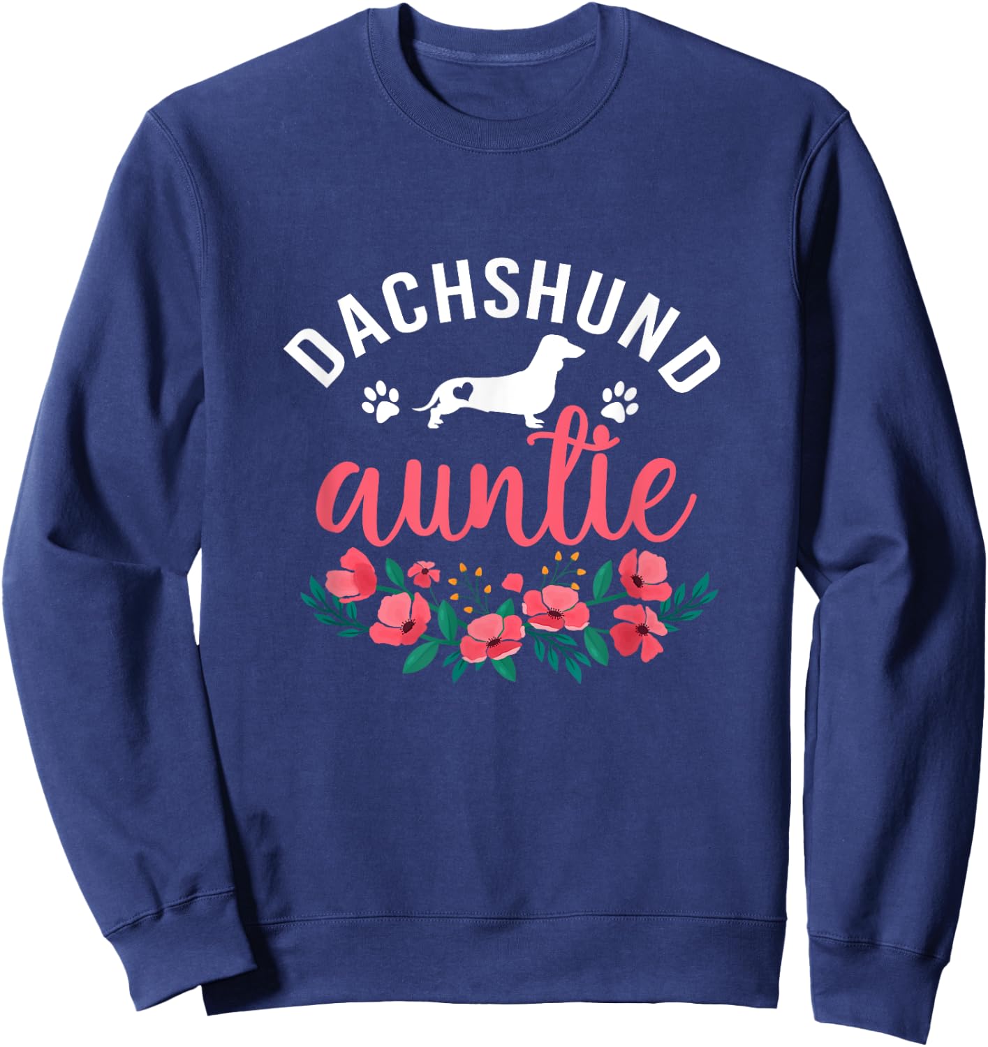 Dachshund Auntie Dog Gifts Women Aunt Dog Lover Christmas Sweatshirt - Sweatshirt | Navy