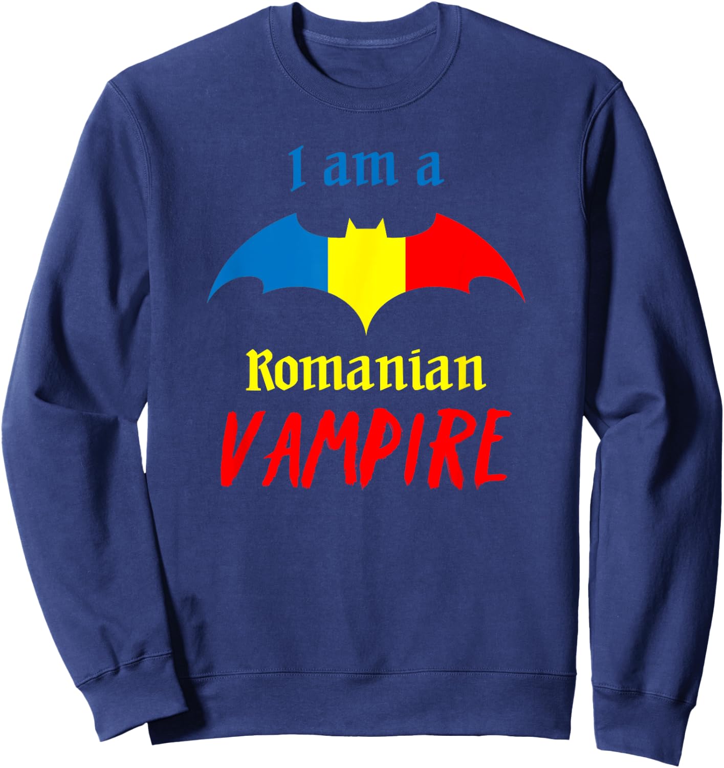 Patriotic Romanian Vampire Halloween Romania Flag Sweatshirt - Sweatshirt | Navy