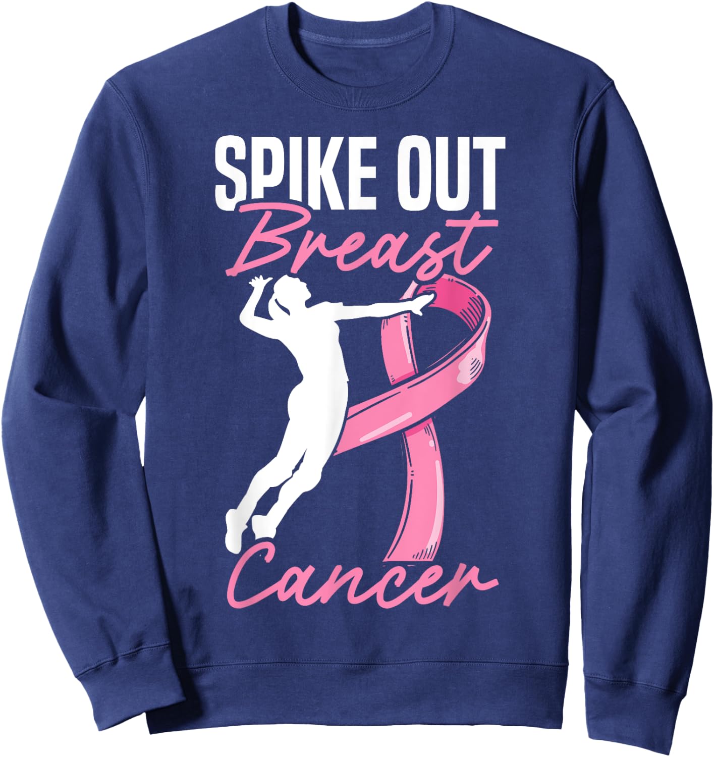 Spike Out Breast Cancer Volleyball Breast Cancer Awareness Sweatshirt - Sweatshirt | Navy